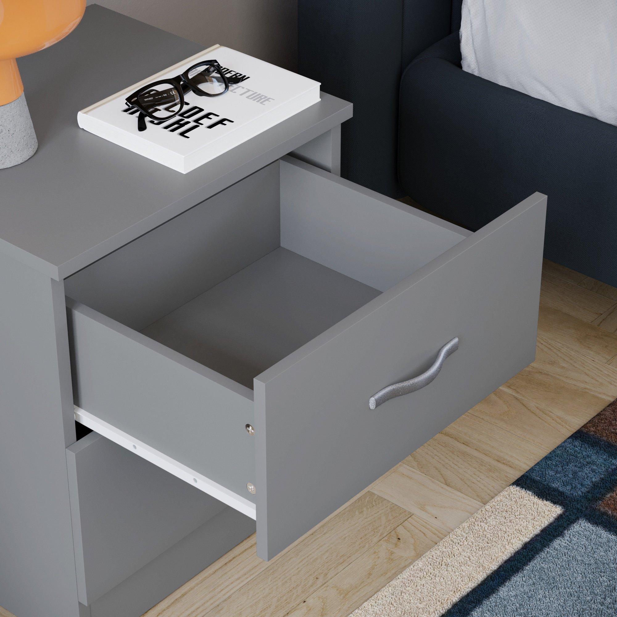 Grey - Lassic - Vida Designs Riano 2 Drawer Bedside Chest - 5