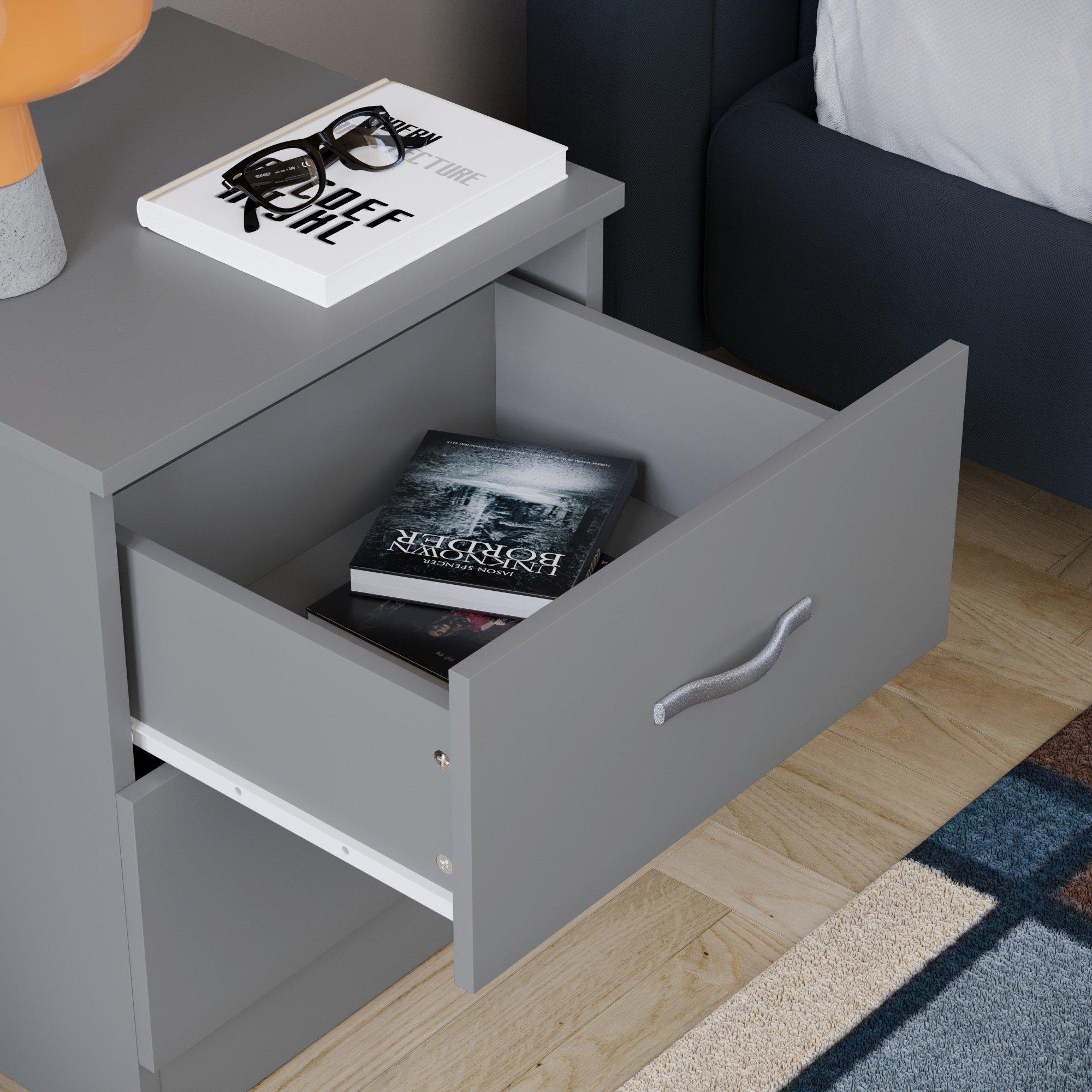 Grey - Lassic - Vida Designs Riano 2 Drawer Bedside Chest - 6