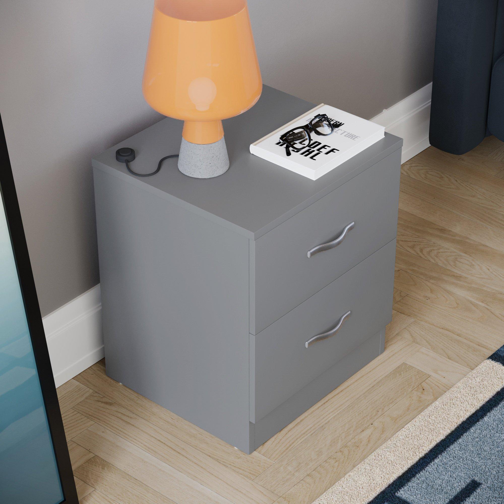 Grey - Lassic - Vida Designs Riano 2 Drawer Bedside Chest - 7