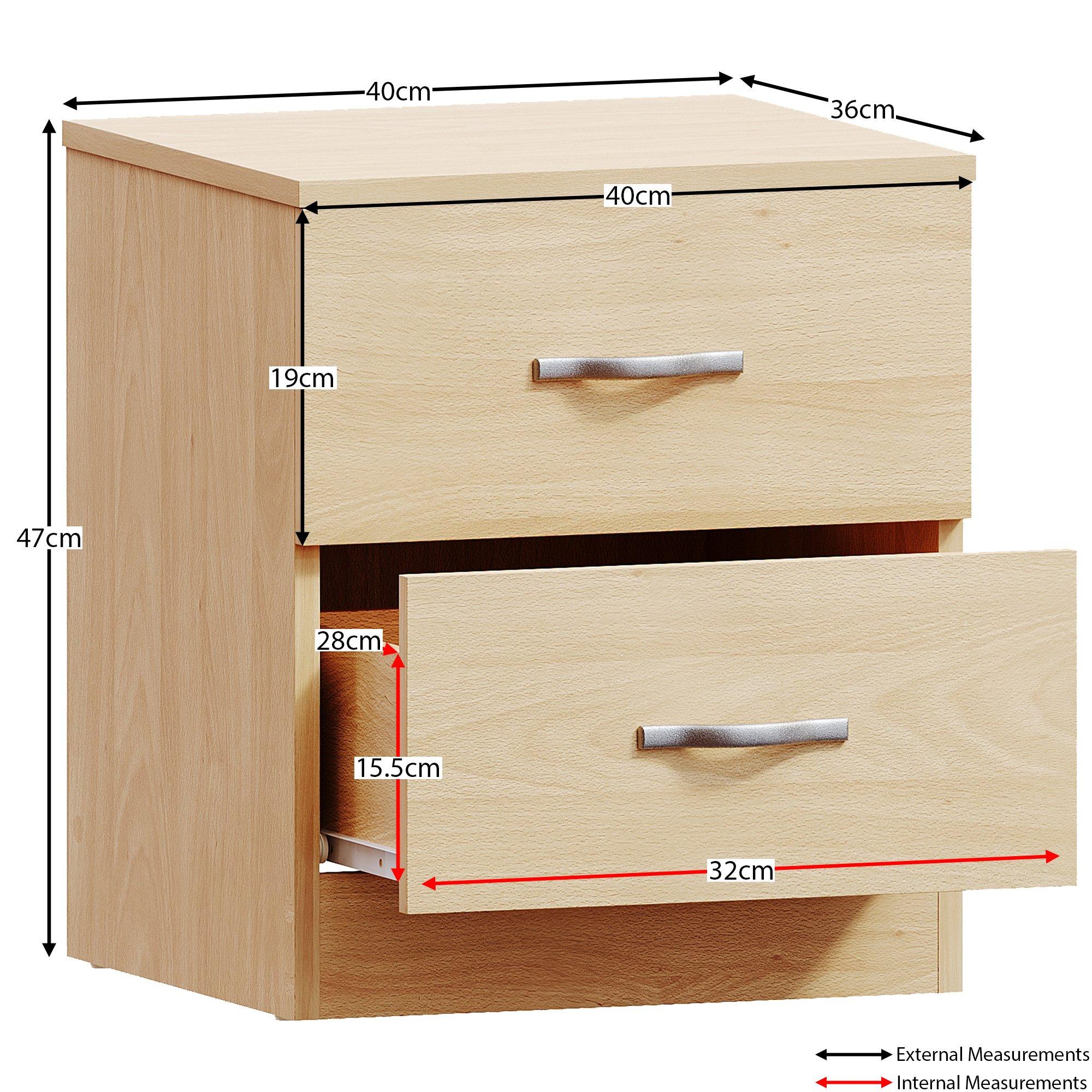Pine - Lassic - Vida Designs Riano 2 Drawer Bedside Chest - 2