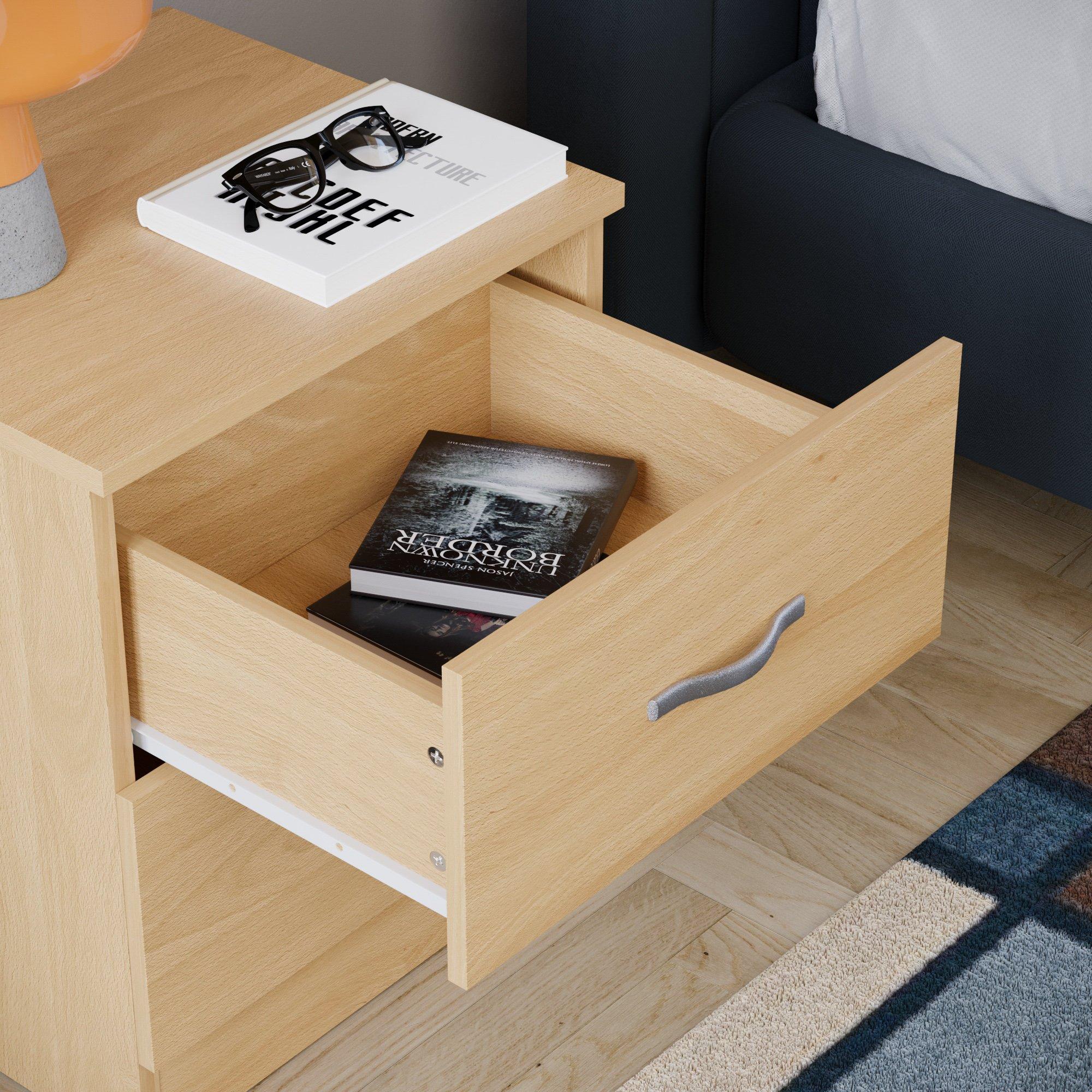 Pine - Lassic - Vida Designs Riano 2 Drawer Bedside Chest - 6