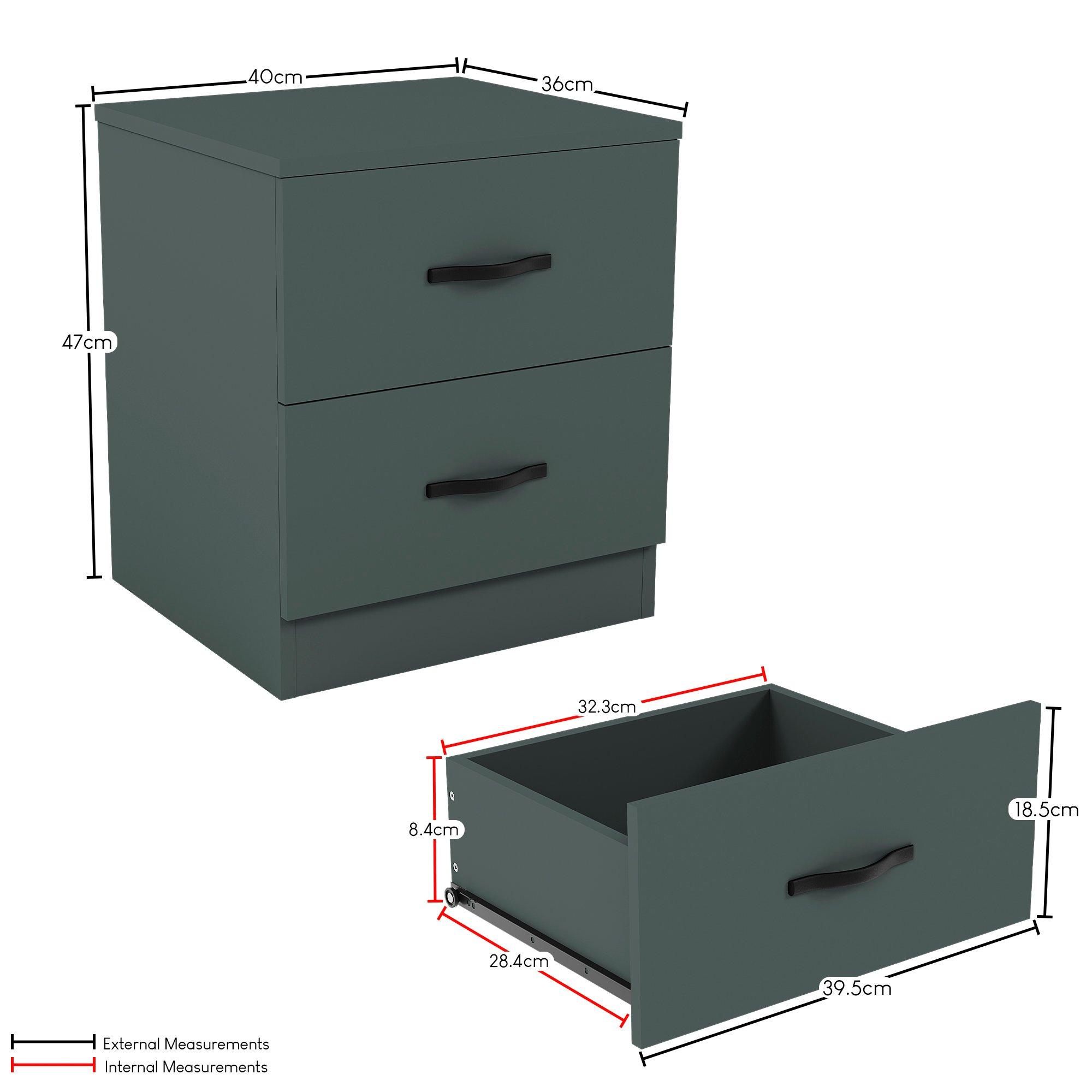 Jasper Green - Lassic - Vida Designs Riano 2 Drawer Bedside Chest - 2