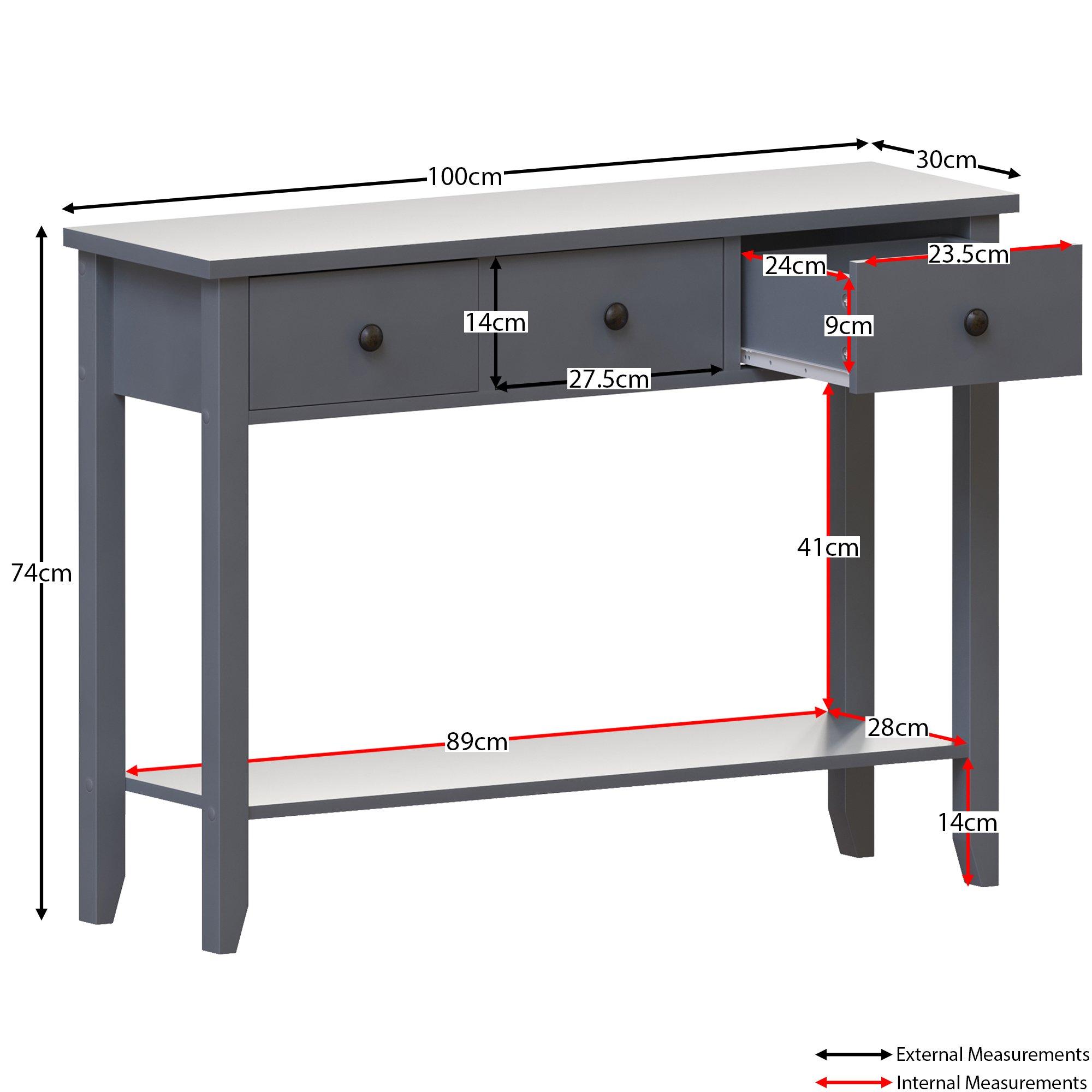 Grey - Lassic - Vida Designs Windsor 3 Drawer Console Table - 2
