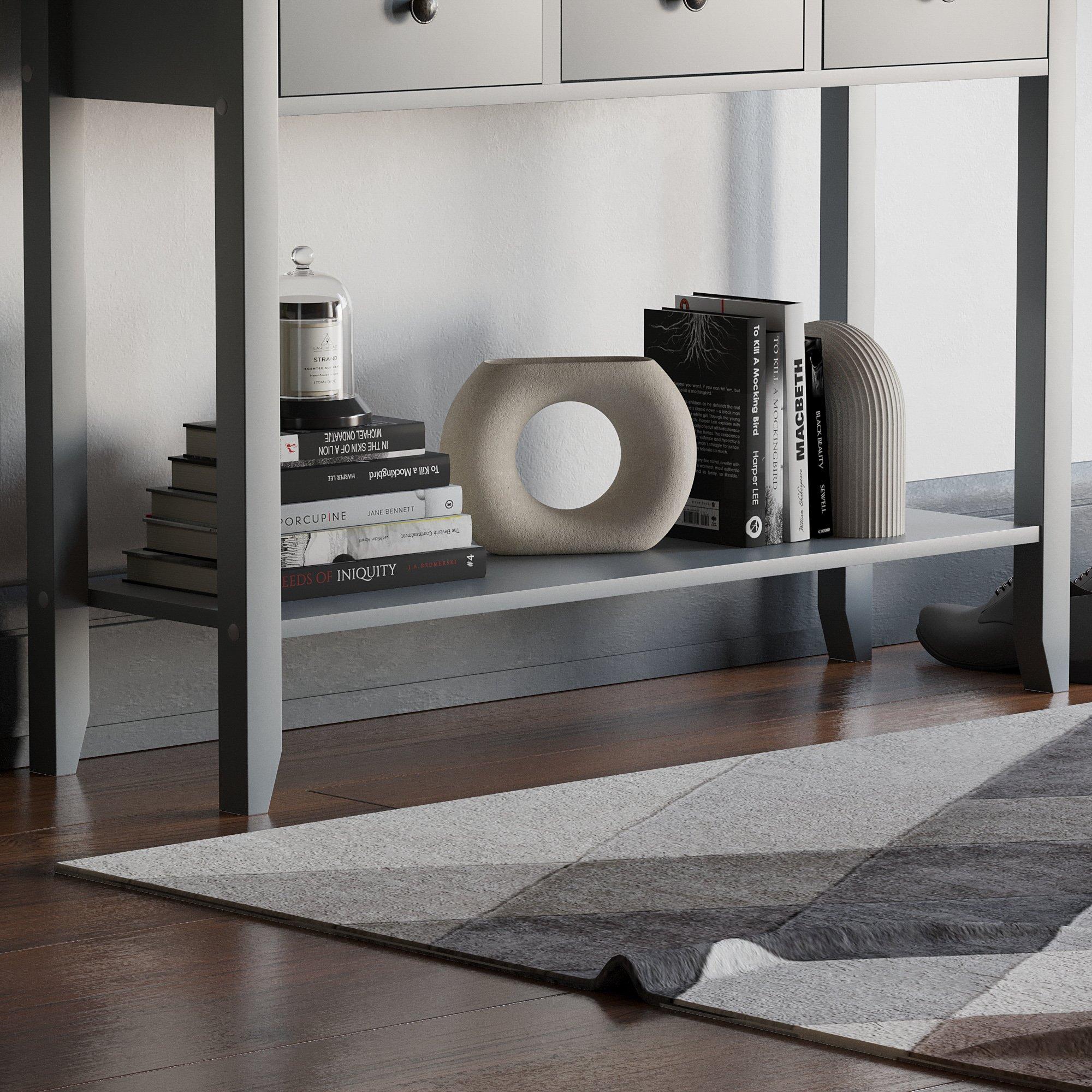 Grey - Lassic - Vida Designs Windsor 3 Drawer Console Table - 5