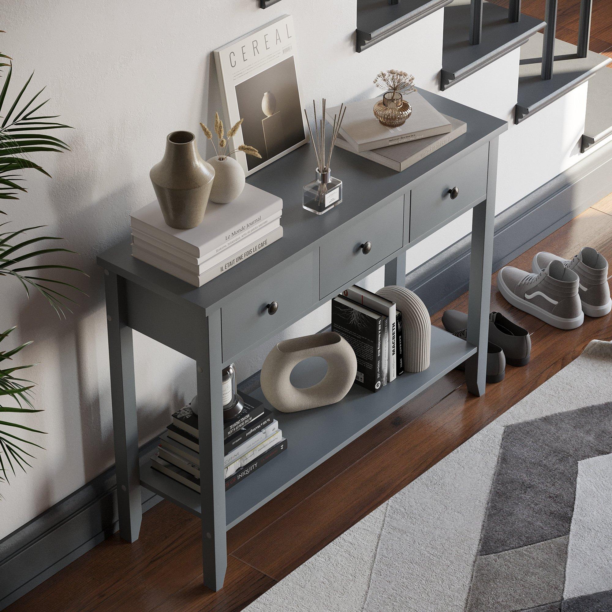 Grey - Lassic - Vida Designs Windsor 3 Drawer Console Table - 7