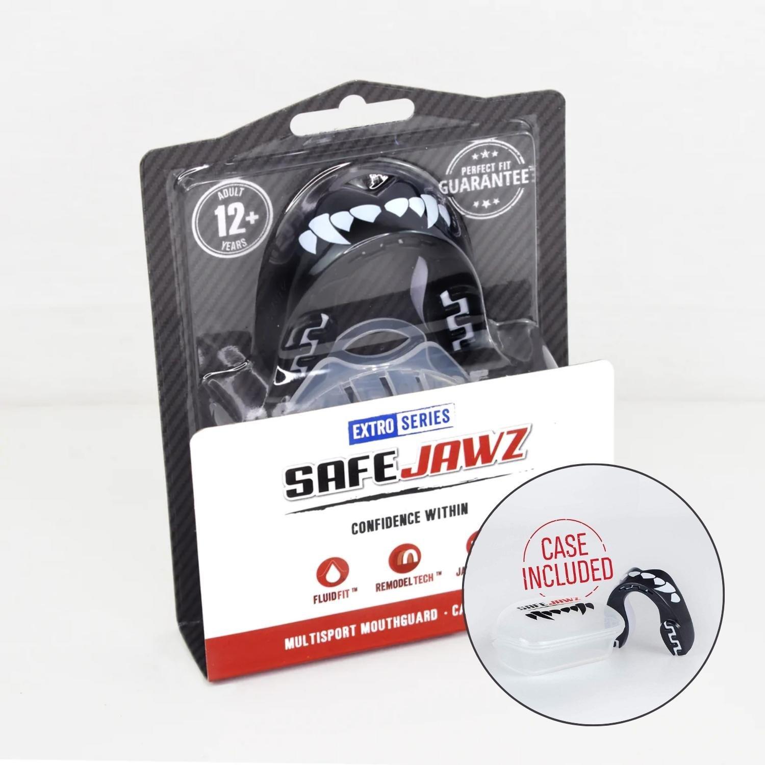 Zwart/Wit - Safejawz - Extro Series Black Fangz Sports Mouthguard - 6