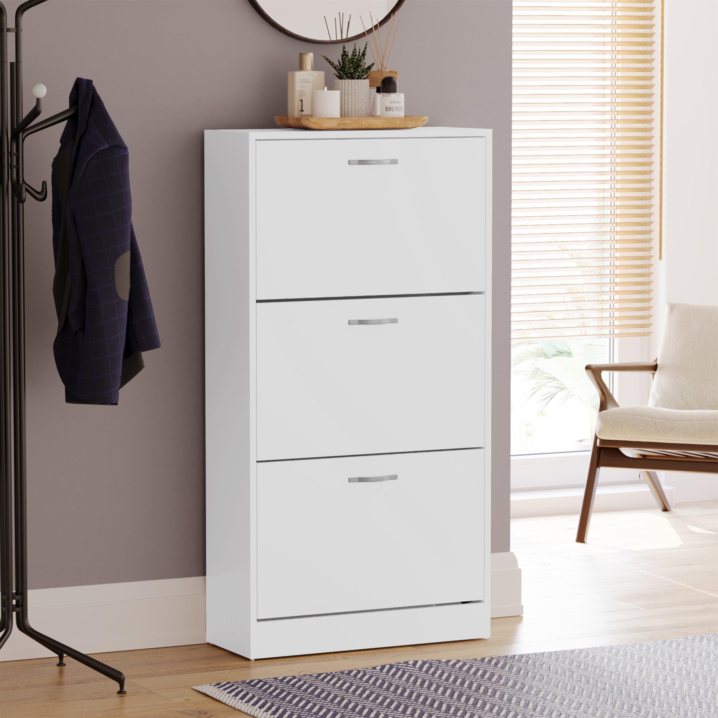 Lassic  Vida Designs 3 Drawer Shoe Cabinet - White - 3 Drawer
