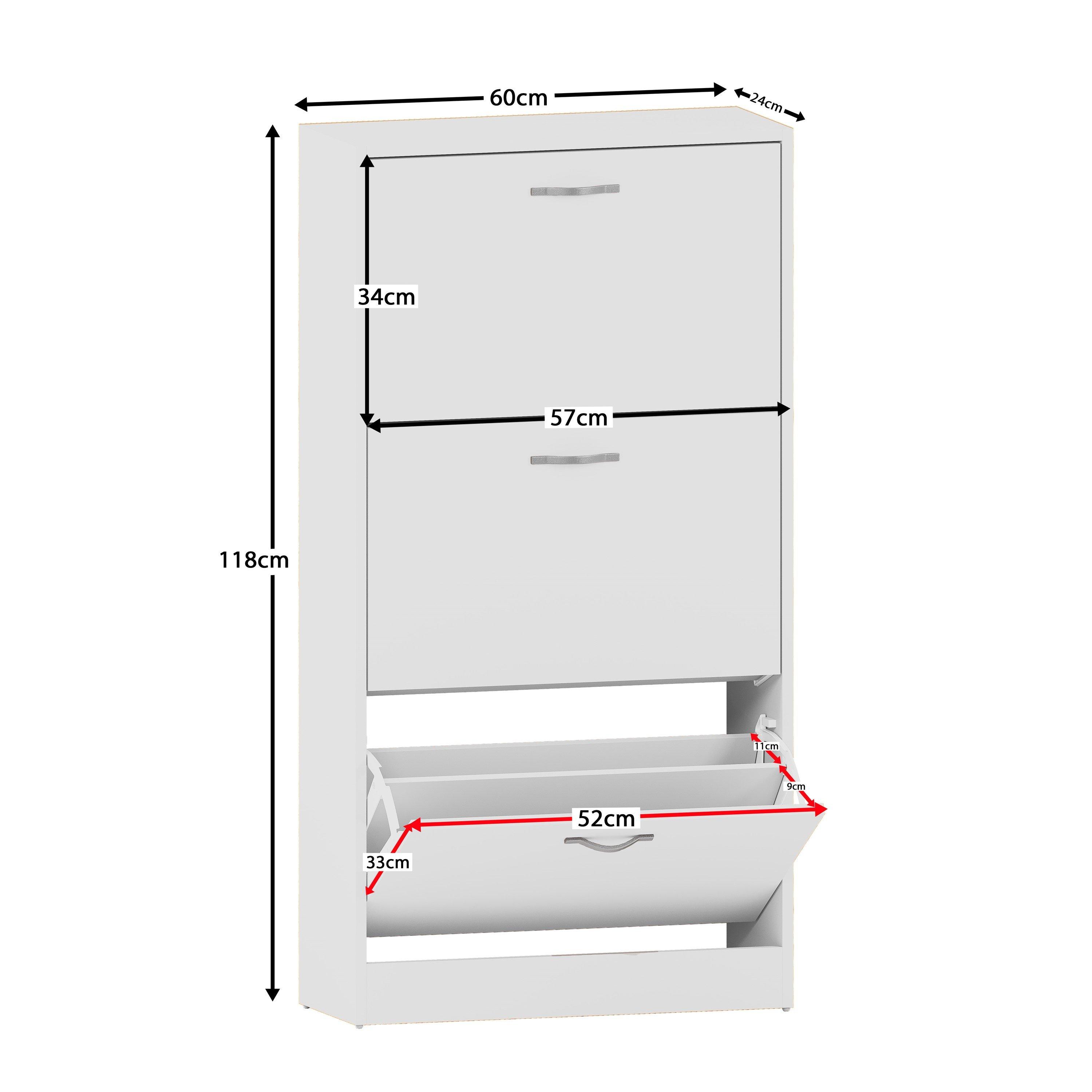 White - Lassic - Vida Designs 3 Drawer Shoe Cabinet - 2