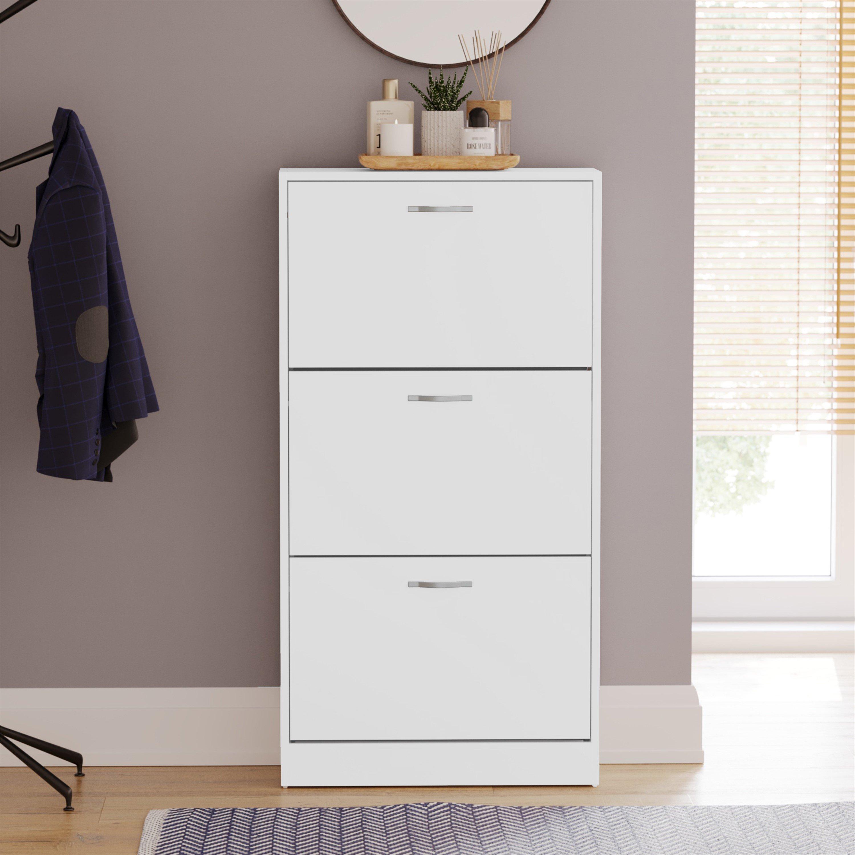 White - Lassic - Vida Designs 3 Drawer Shoe Cabinet - 3