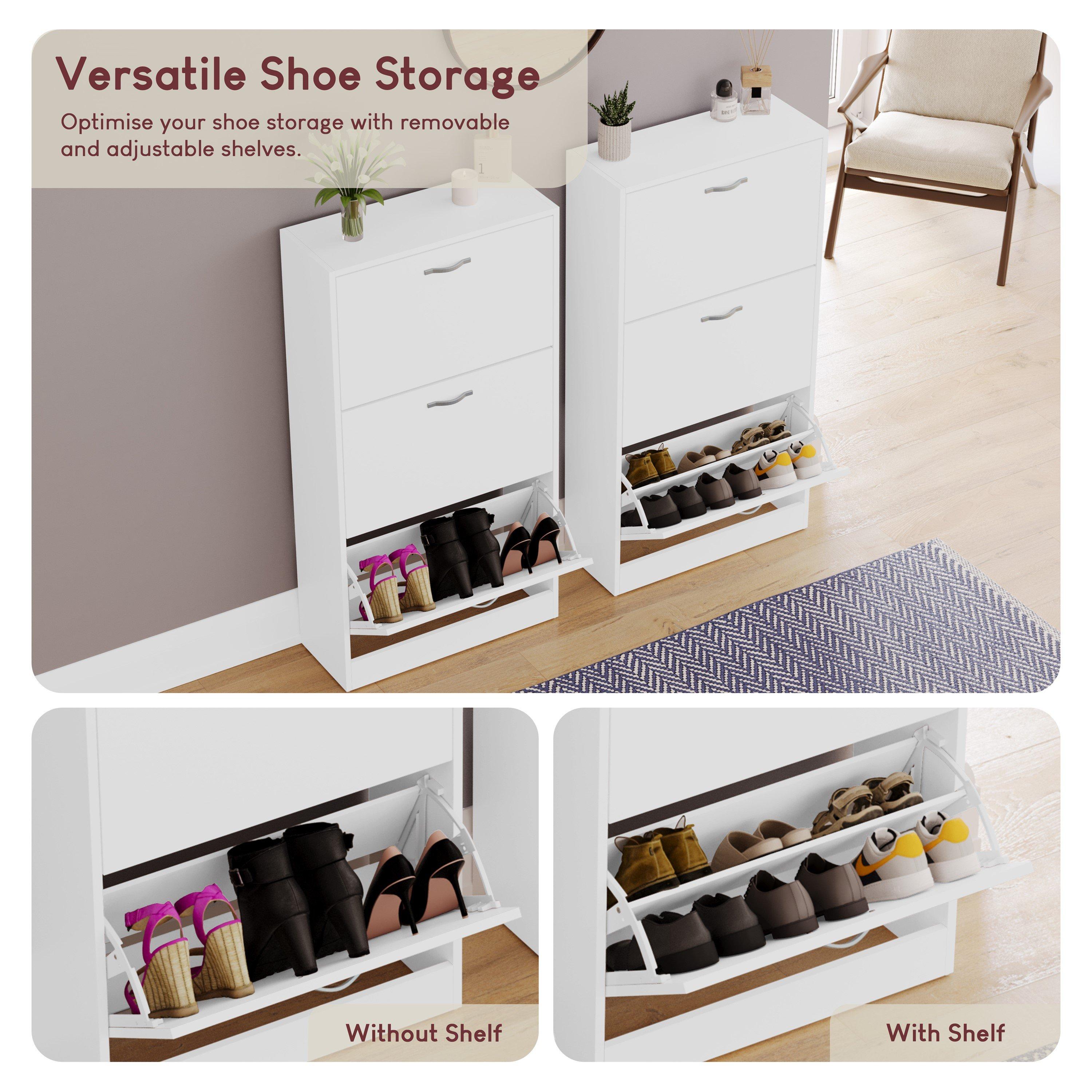 White - Lassic - Vida Designs 3 Drawer Shoe Cabinet - 4
