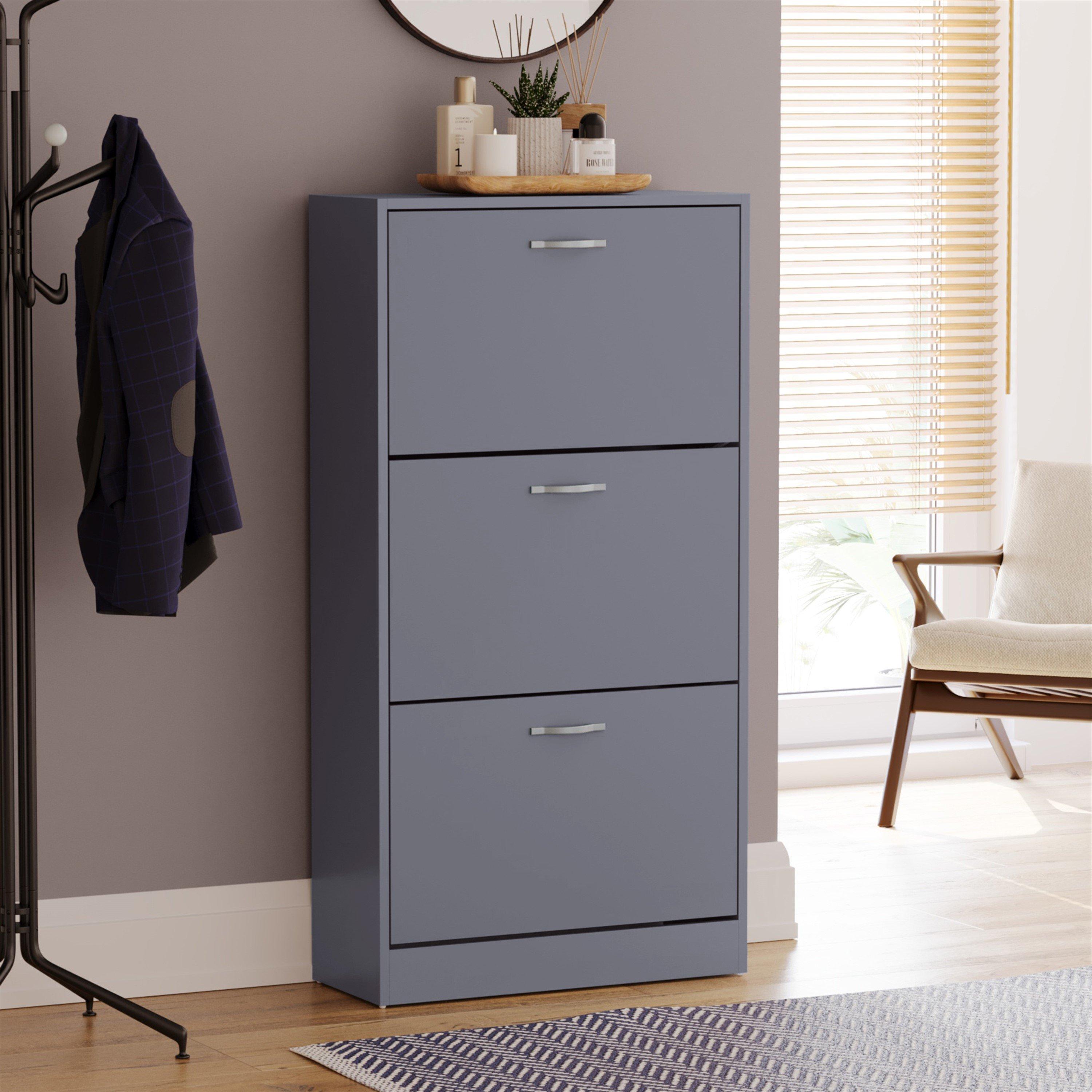 Lassic  Vida Designs 3 Drawer Shoe Cabinet - Grey - 3 Drawer
