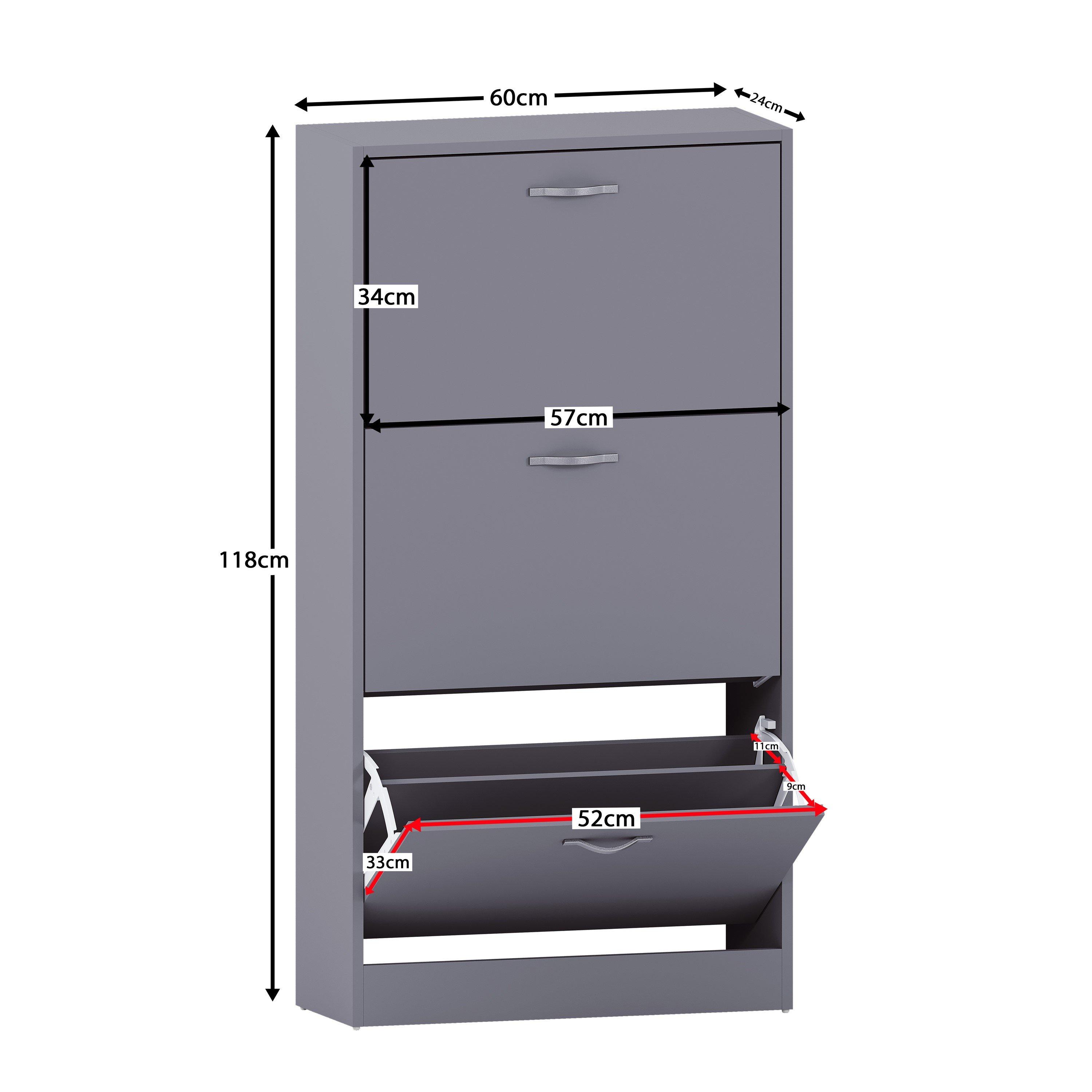 Grey - Lassic - Vida Designs 3 Drawer Shoe Cabinet - 2