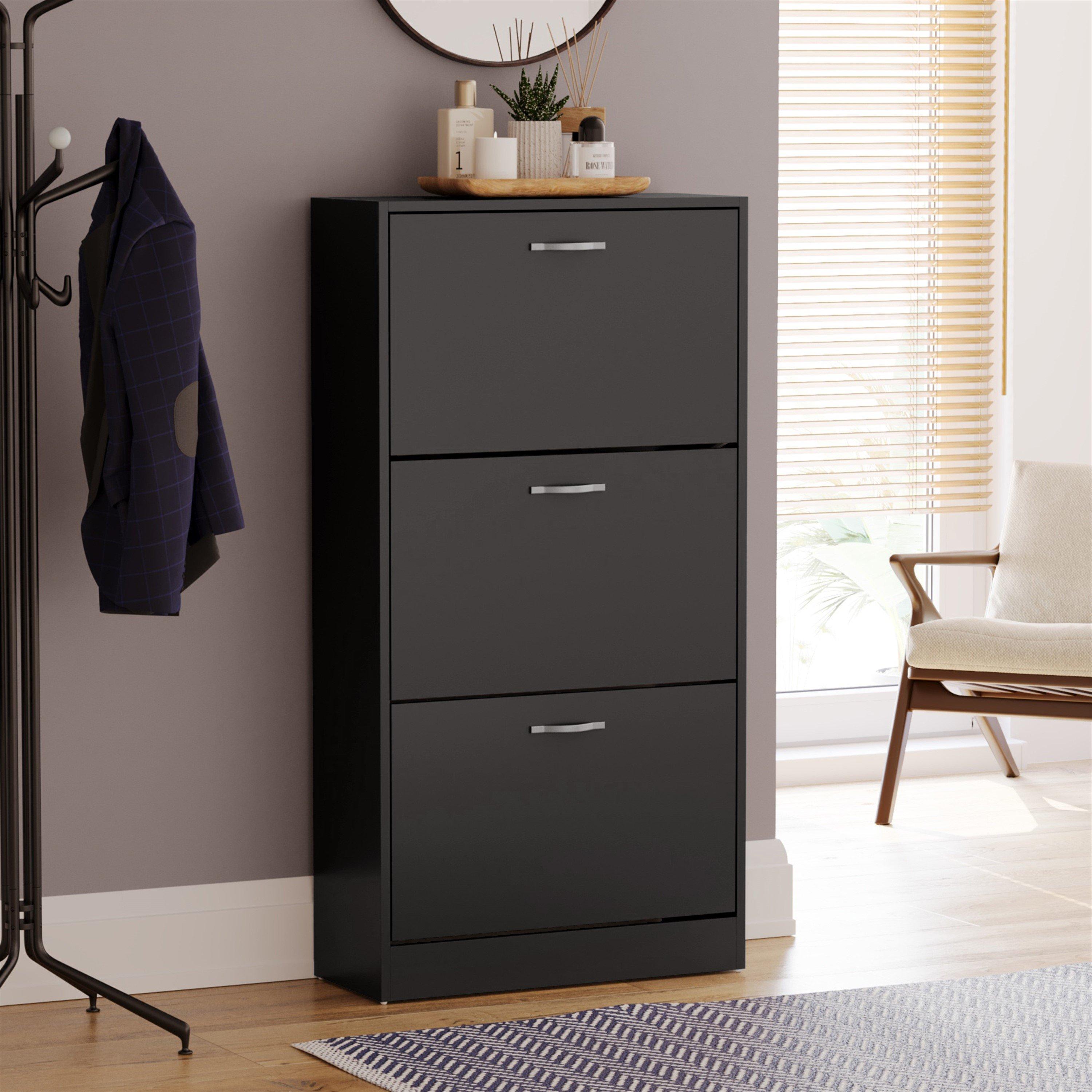 Lassic  Vida Designs 3 Drawer Shoe Cabinet - Black - 3 Drawer