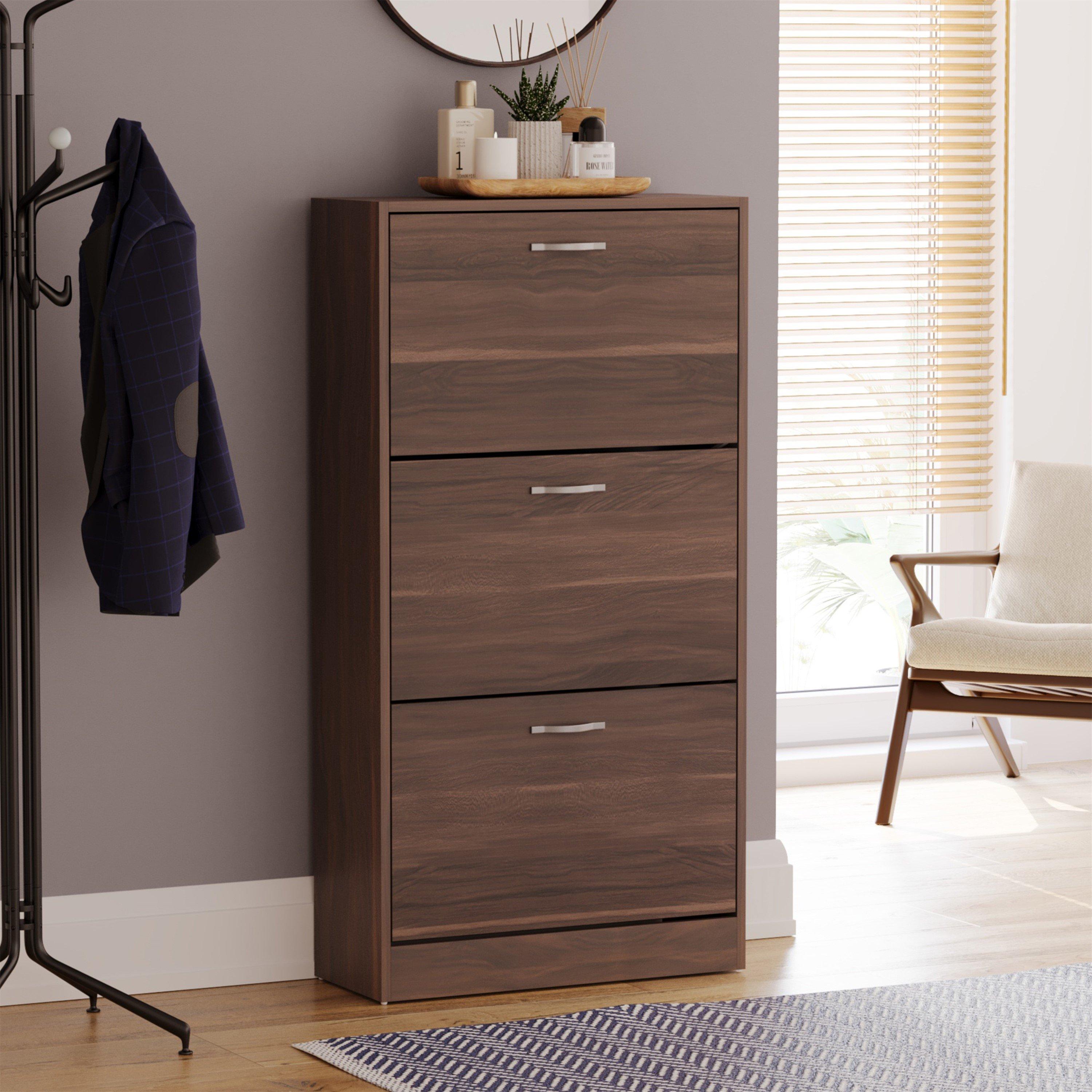 Lassic  Vida Designs 3 Drawer Shoe Cabinet - Walnut - 3 Drawer