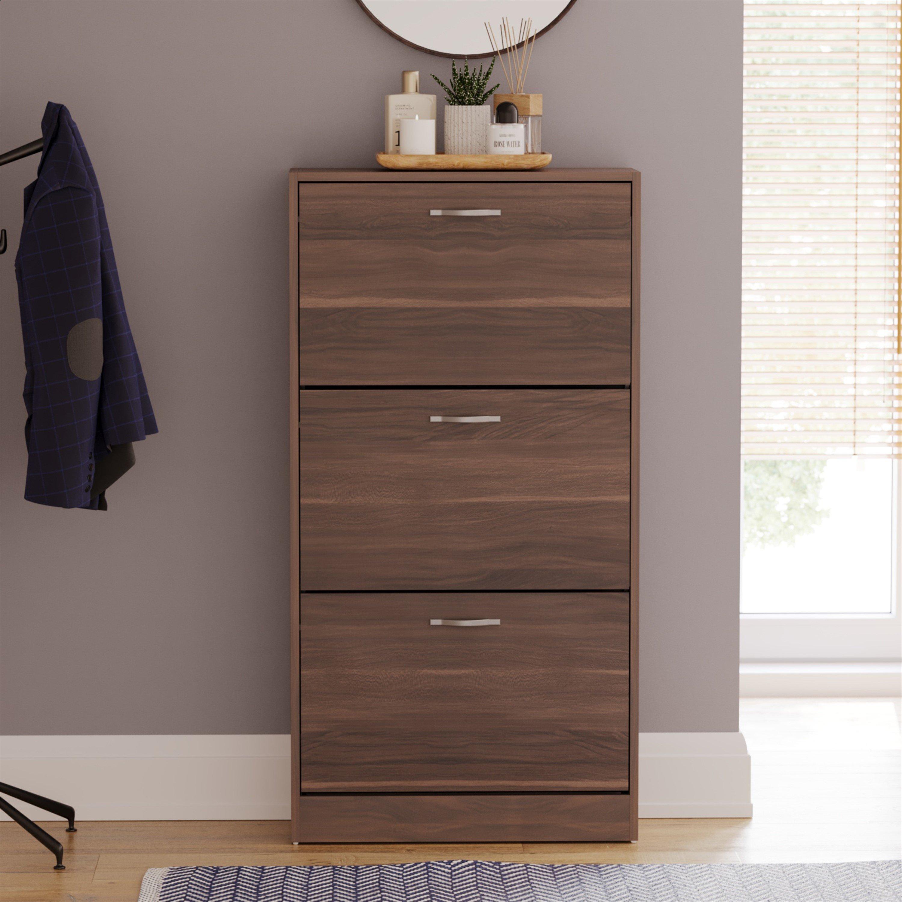 Walnut - Lassic - Vida Designs 3 Drawer Shoe Cabinet - 3