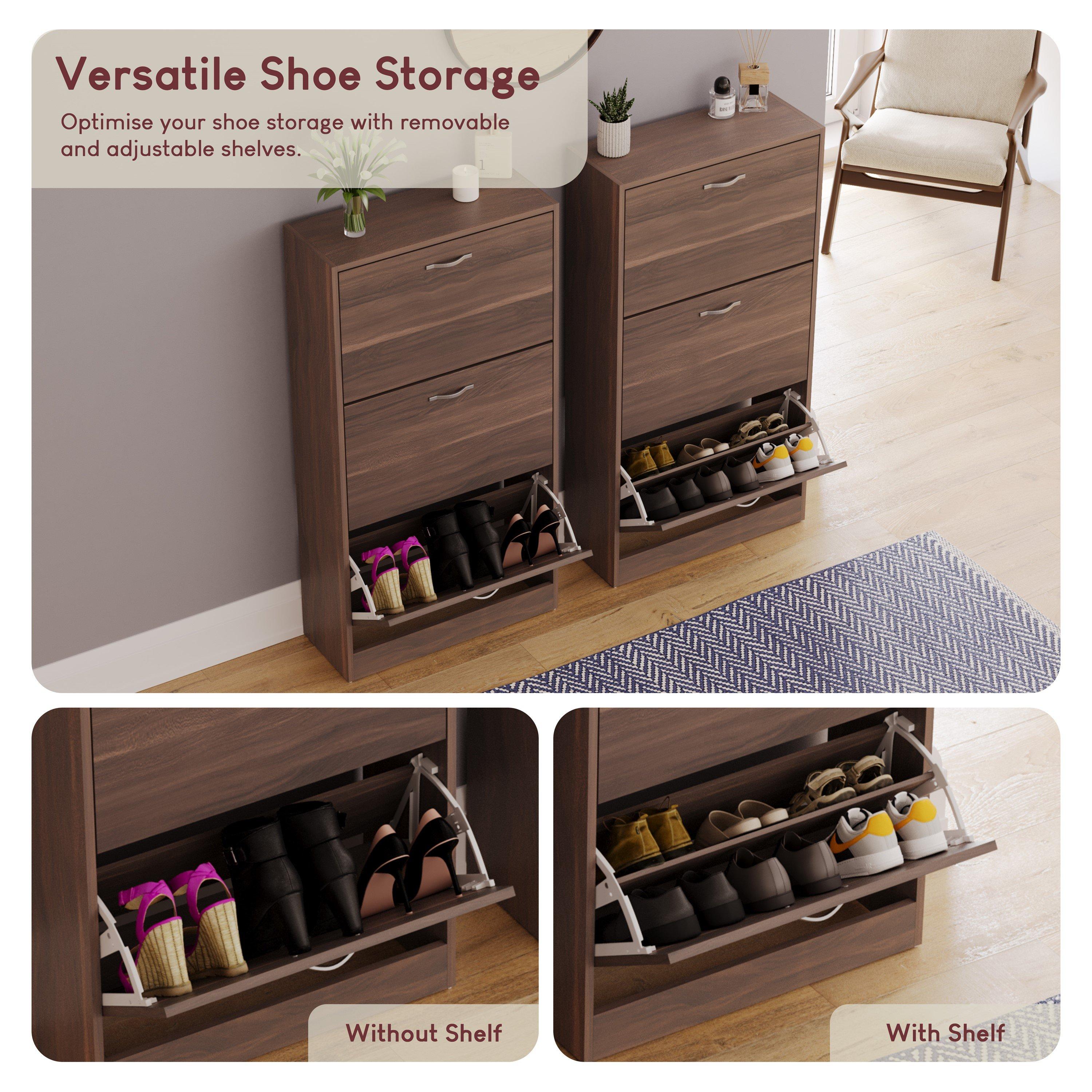 Walnut - Lassic - Vida Designs 3 Drawer Shoe Cabinet - 4