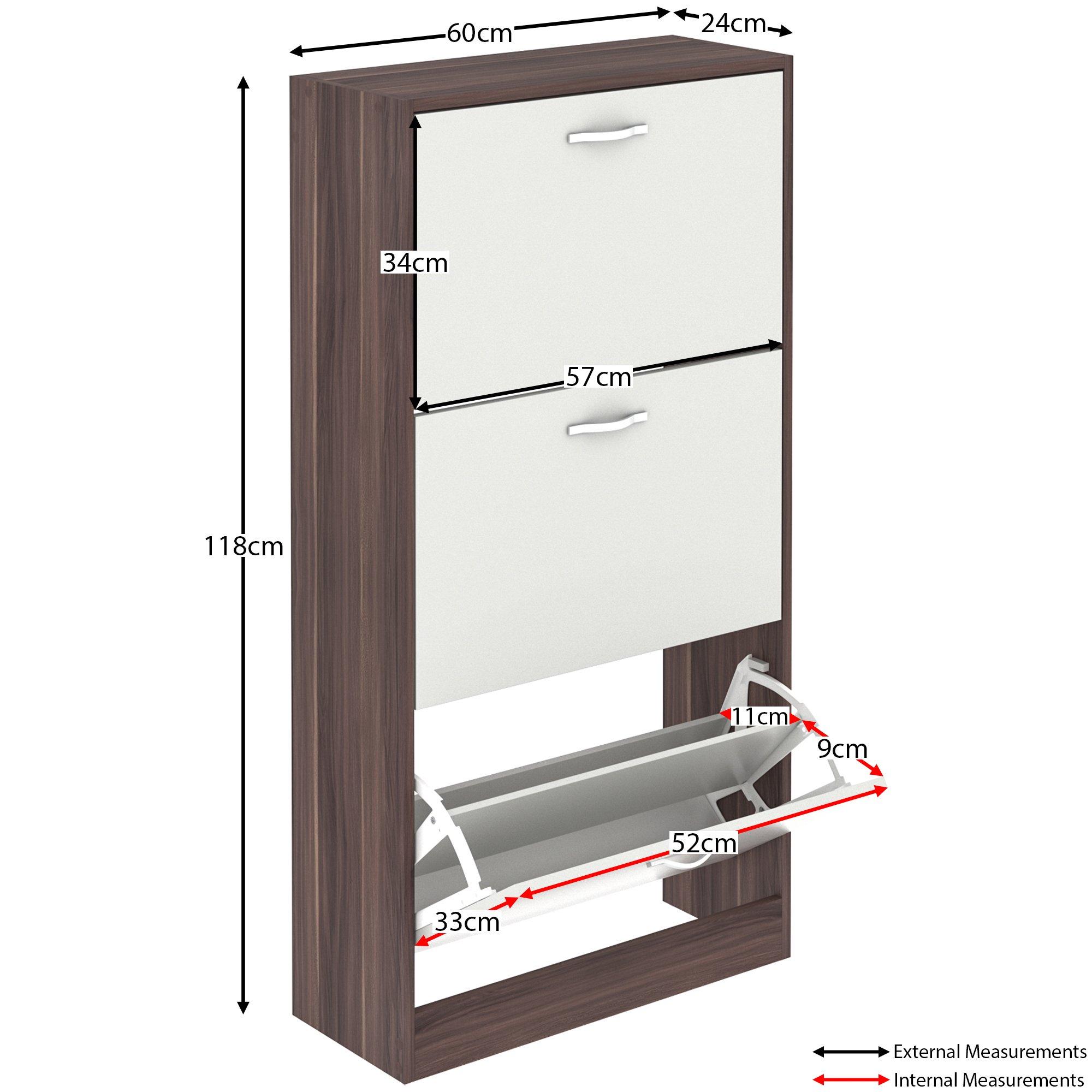 Walnut & White - Lassic - Vida Designs 3 Drawer Shoe Cabinet - 2