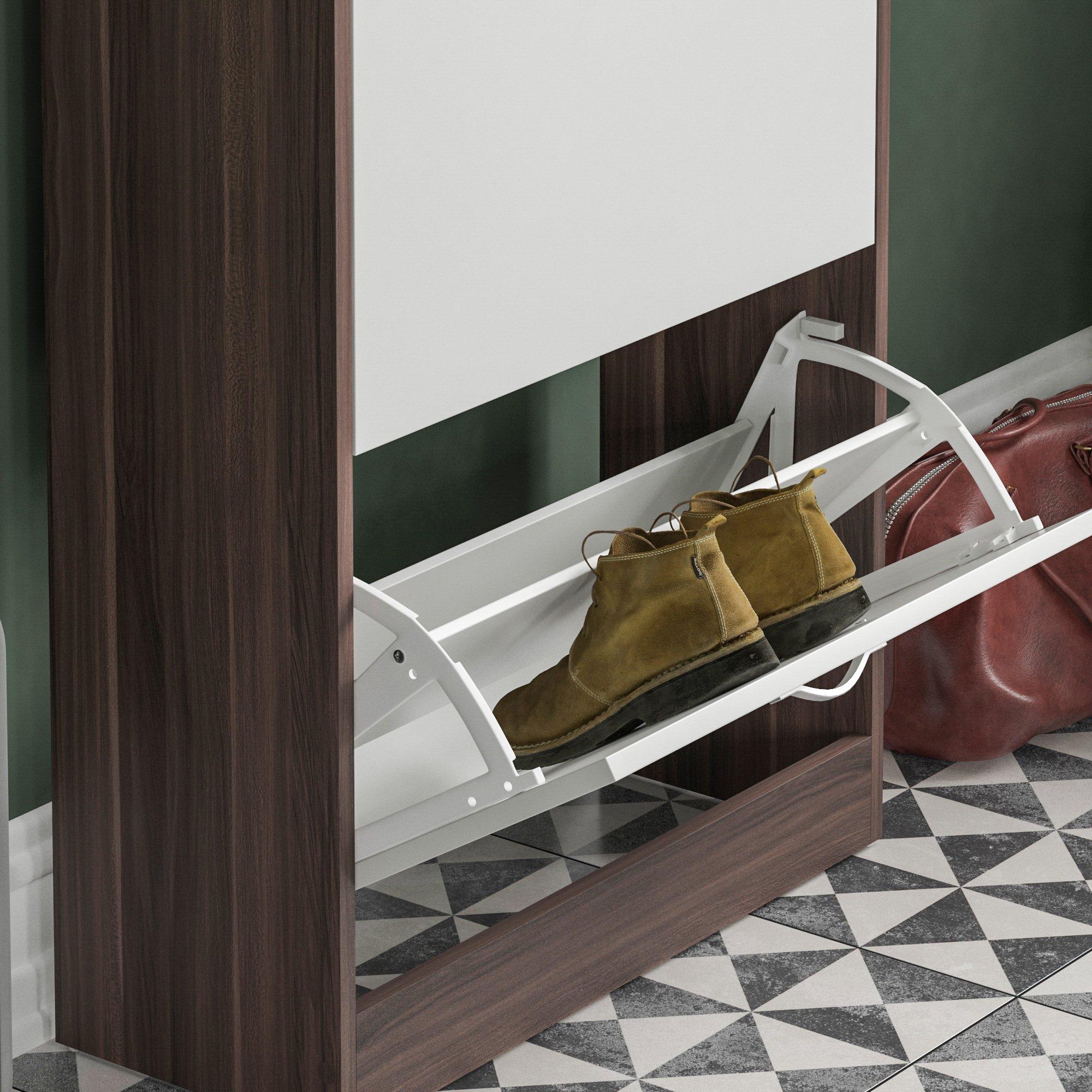 Walnut & White - Lassic - Vida Designs 3 Drawer Shoe Cabinet - 5