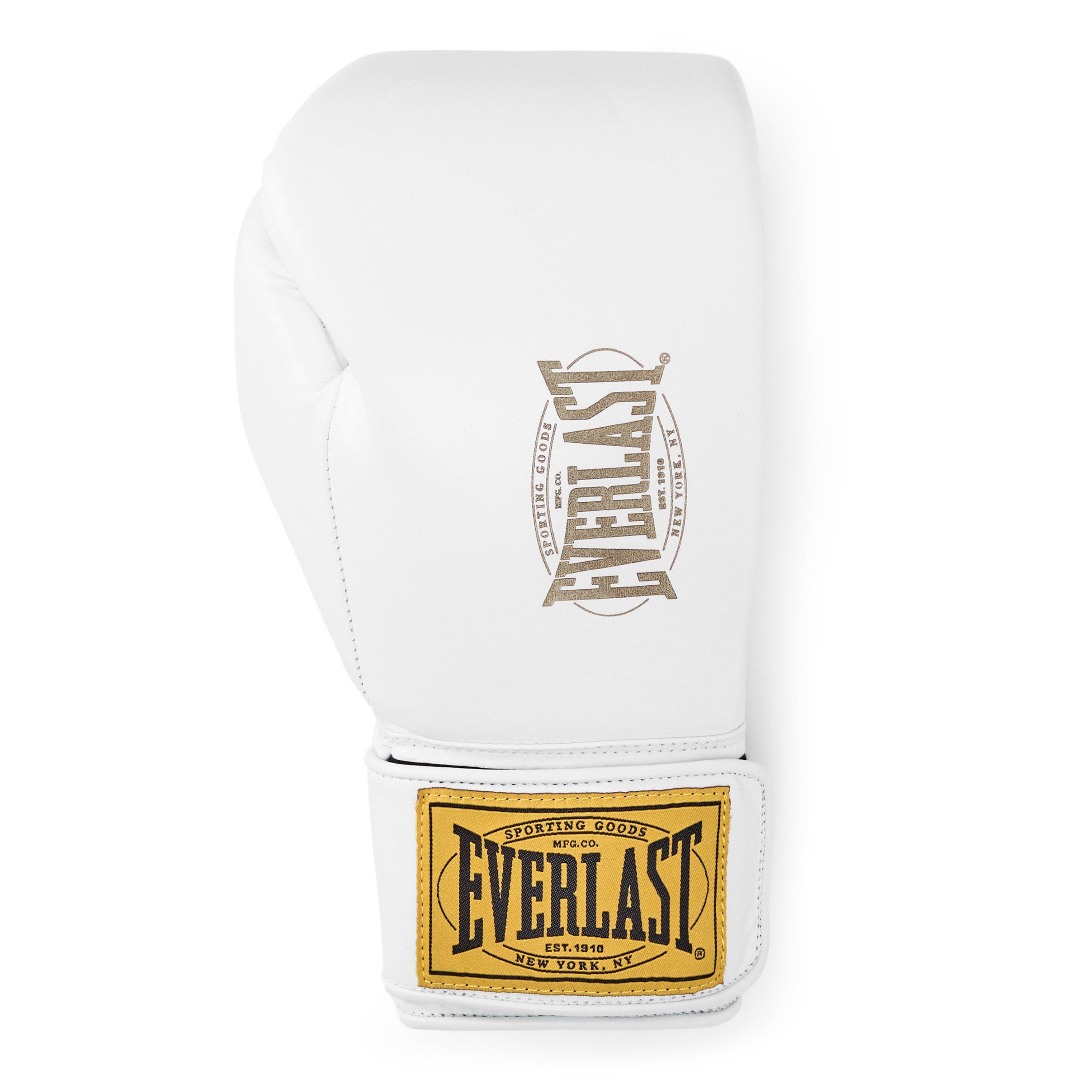 White - Everlast - 1910 Pro Leather Hook and Loop Boxing Gloves - 2