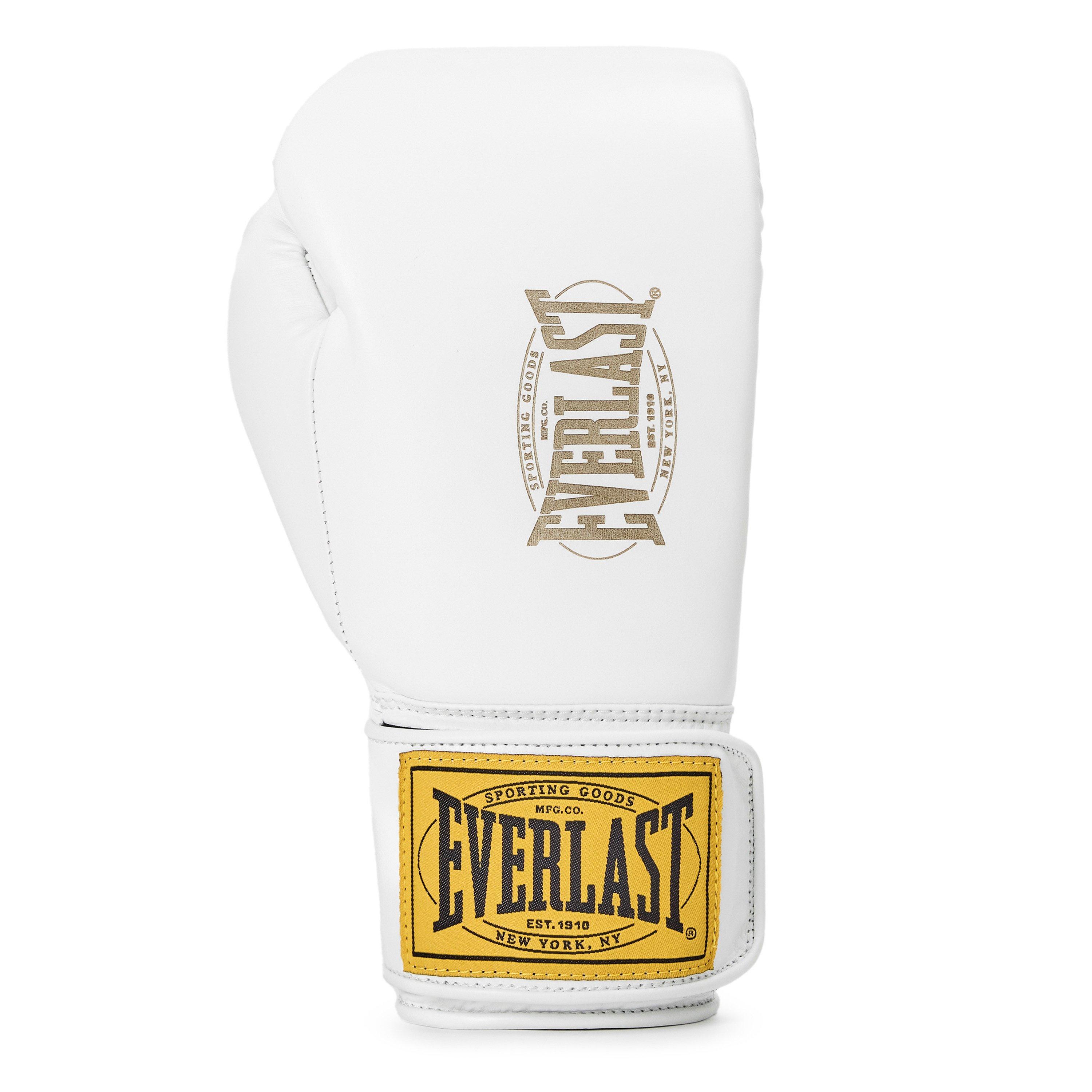 White - Everlast - 1910 Pro Leather Hook and Loop Boxing Gloves - 3