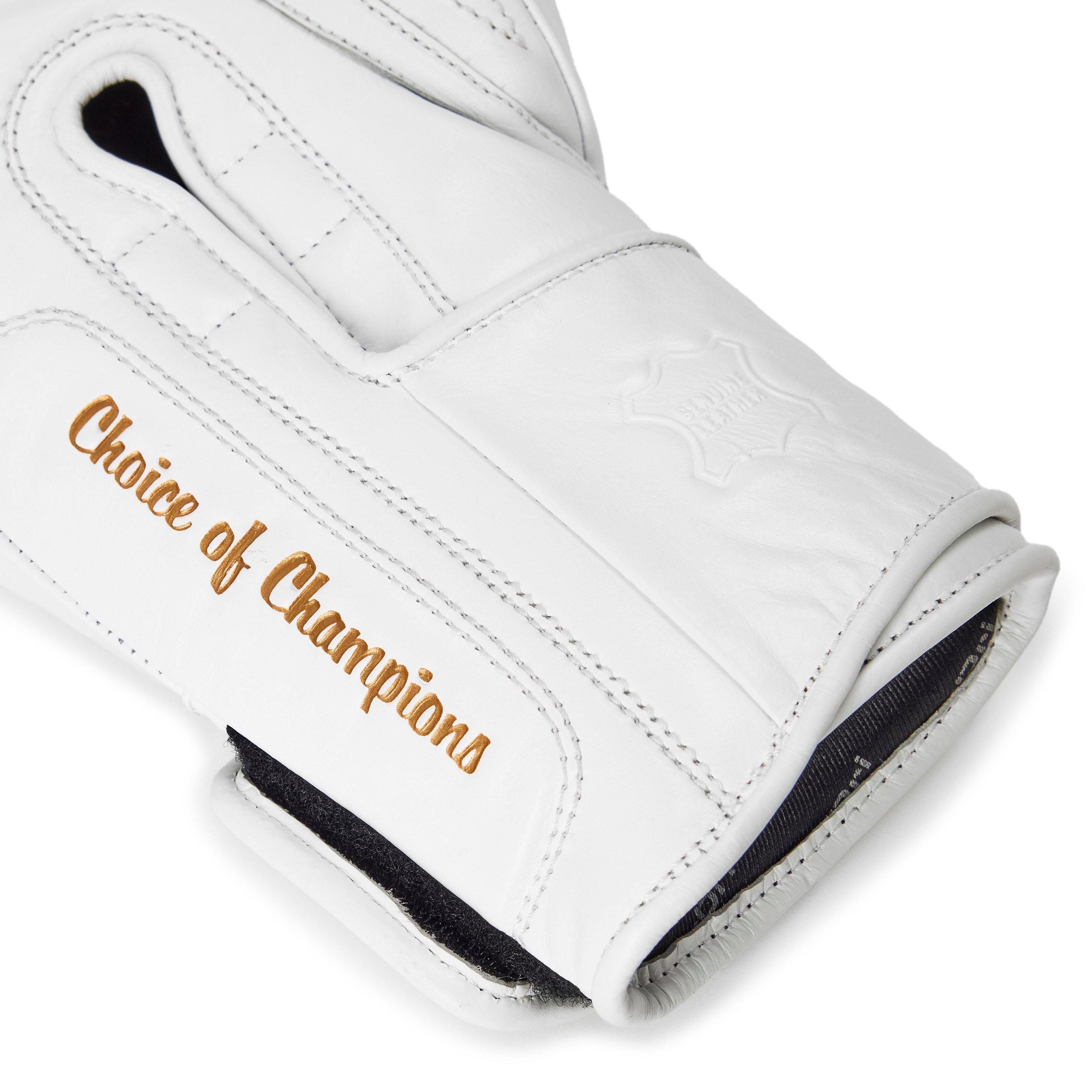 White - Everlast - 1910 Pro Leather Hook and Loop Boxing Gloves - 6