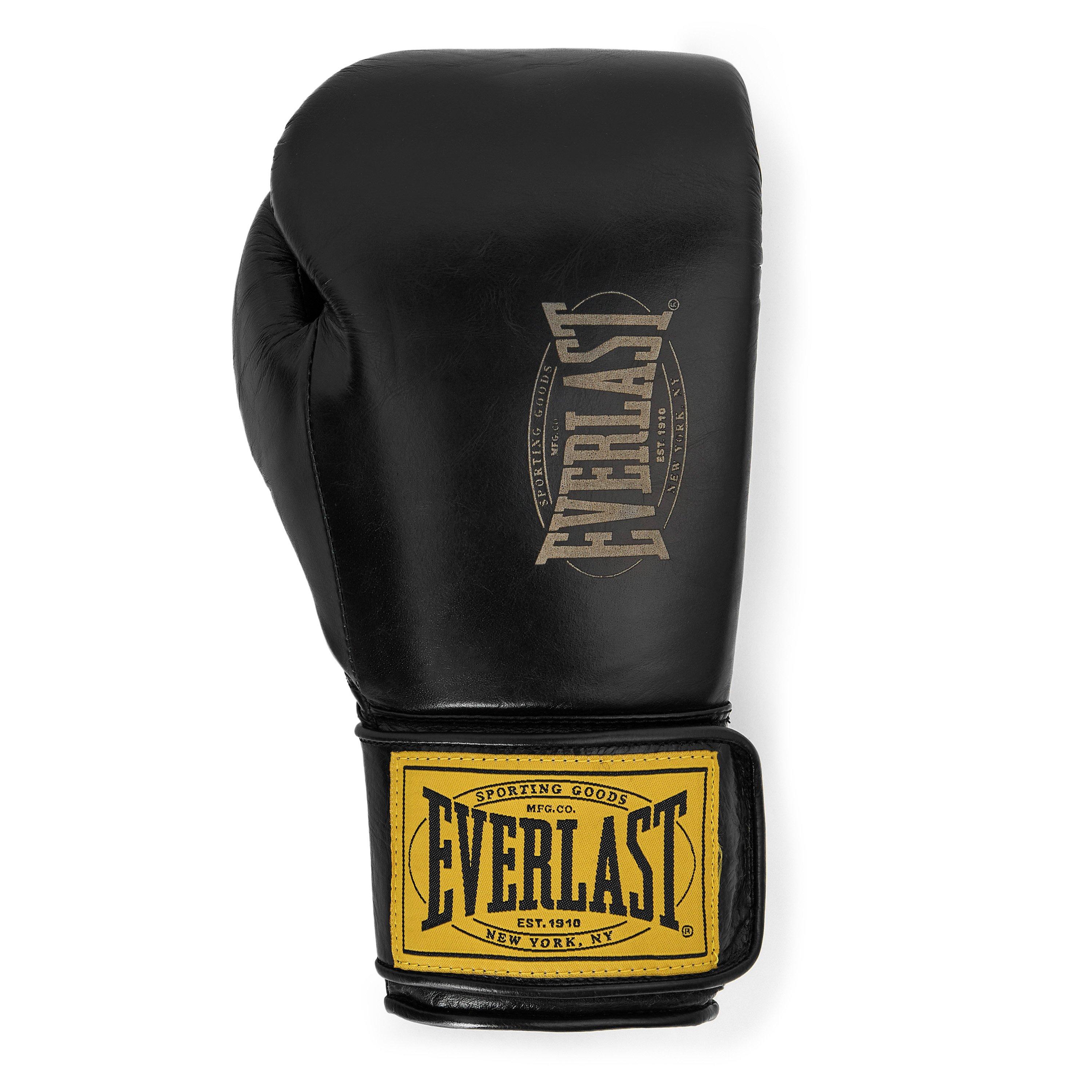 Black - Everlast - 1910 Pro Leather Hook and Loop Boxing Gloves - 2