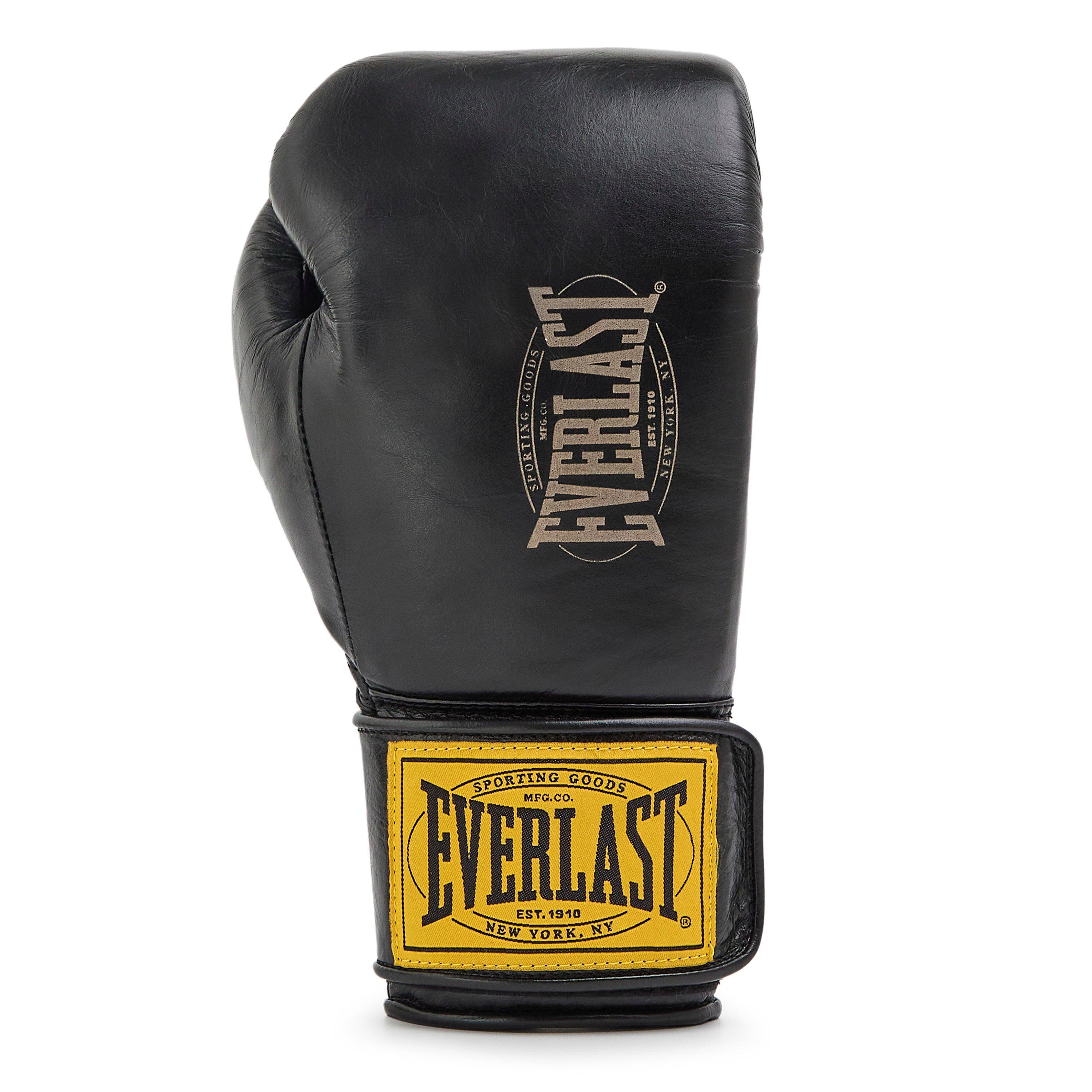 Black - Everlast - 1910 Pro Leather Hook and Loop Boxing Gloves - 3