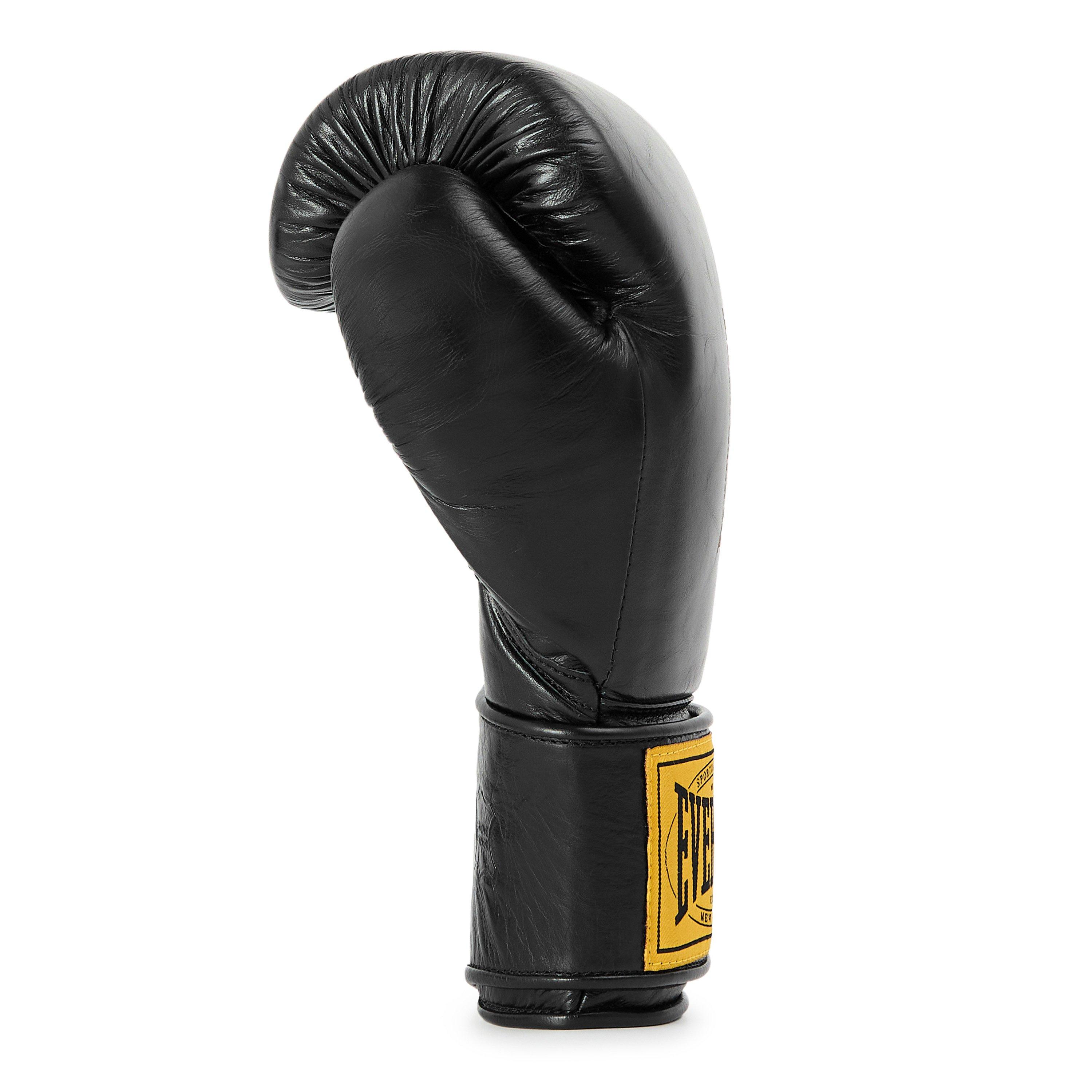 Black - Everlast - 1910 Pro Leather Hook and Loop Boxing Gloves - 4