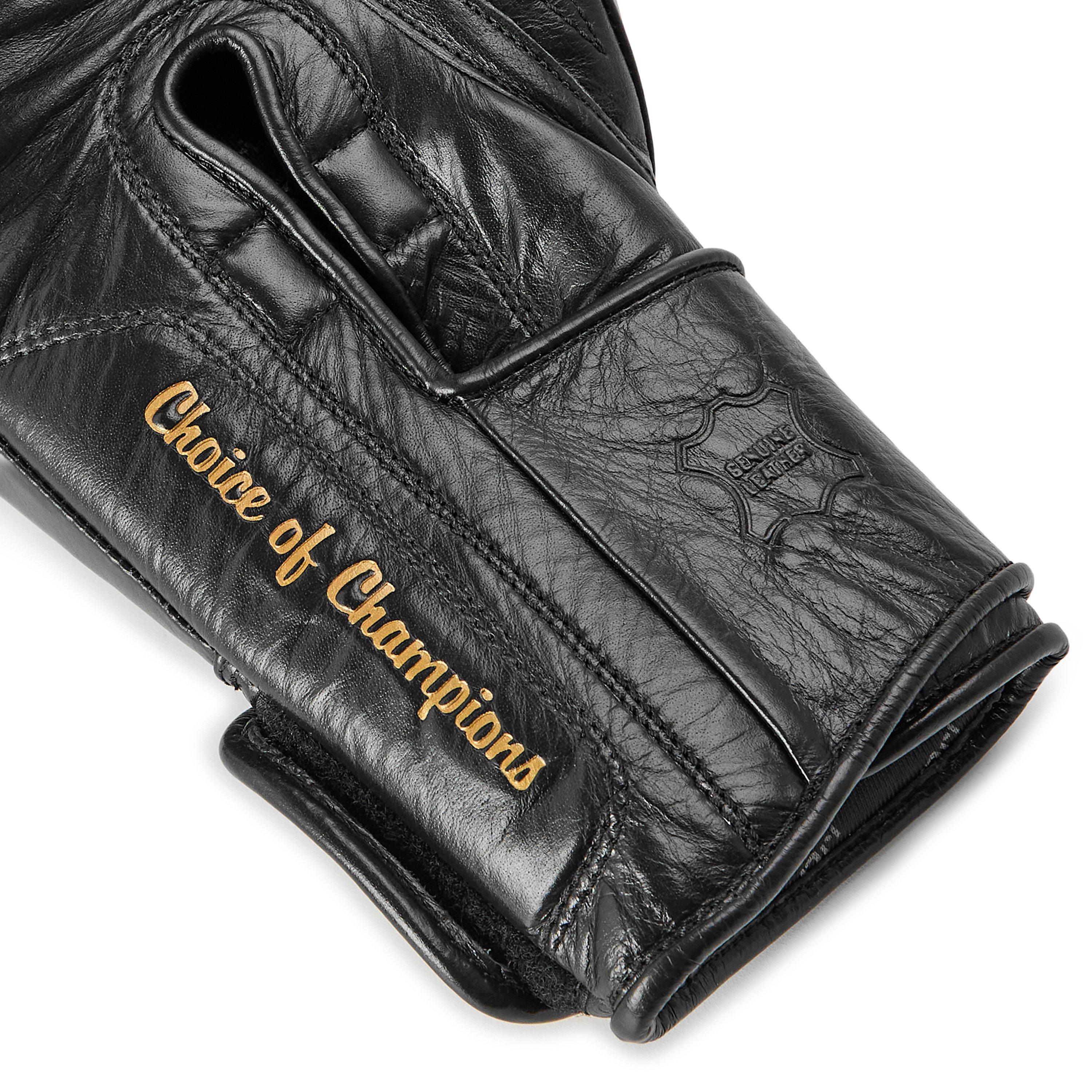Black - Everlast - 1910 Pro Leather Hook and Loop Boxing Gloves - 7