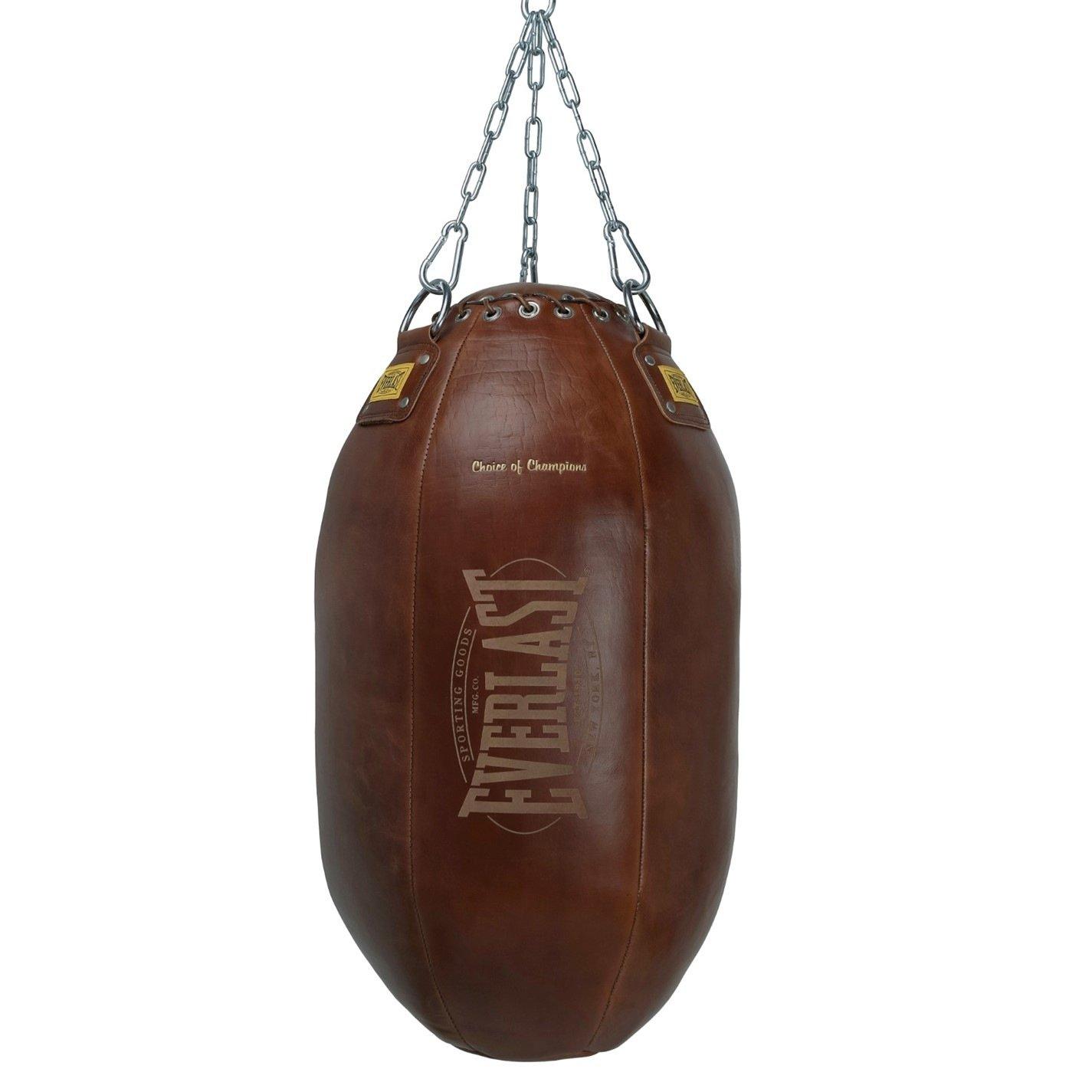 Vintage Brown - Everlast - 1910 Pro Leather Body Shot Punching Bag 70lb - 1