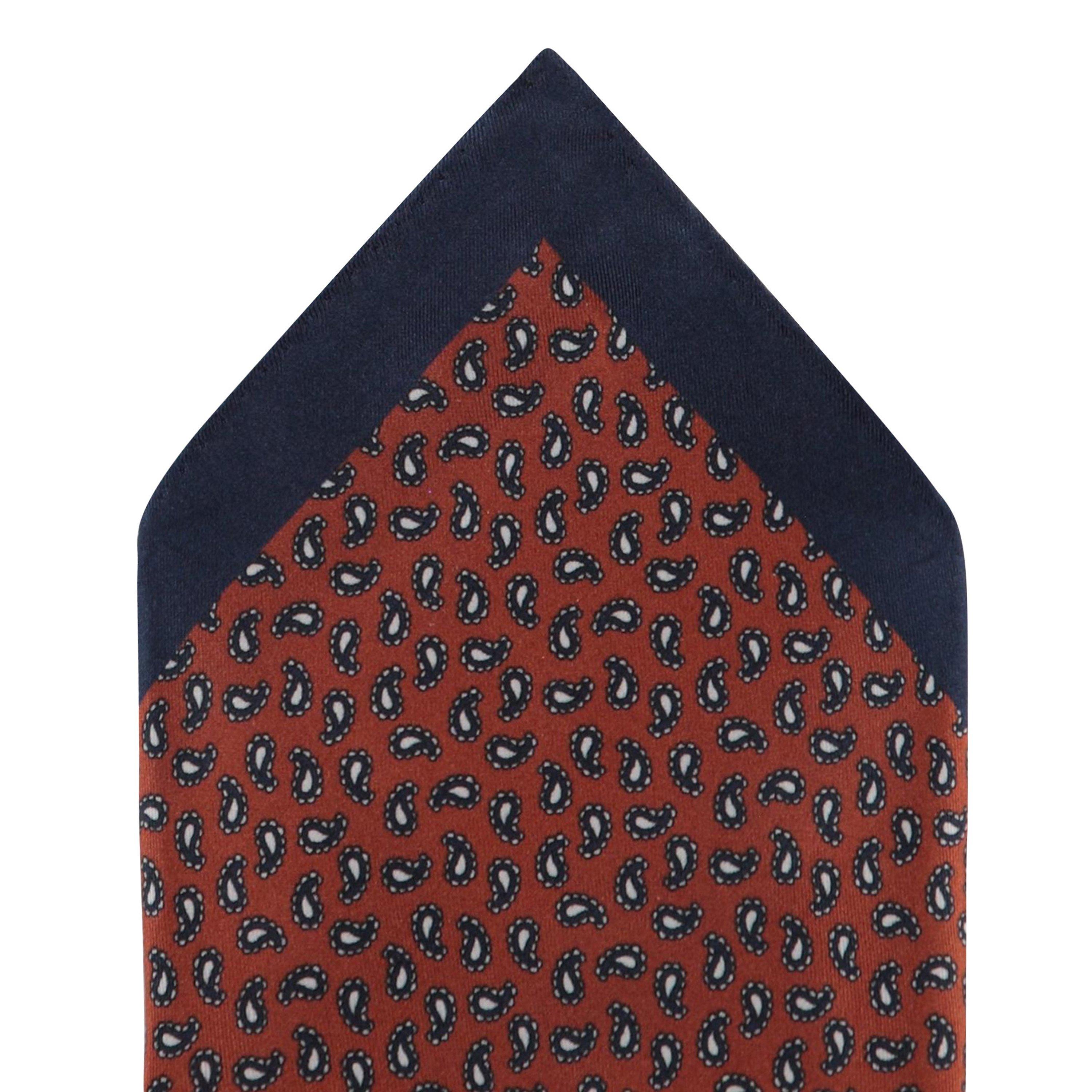 Burgundy - Haines and Bonner - Rust Mini Paisley Pocket Square - 1