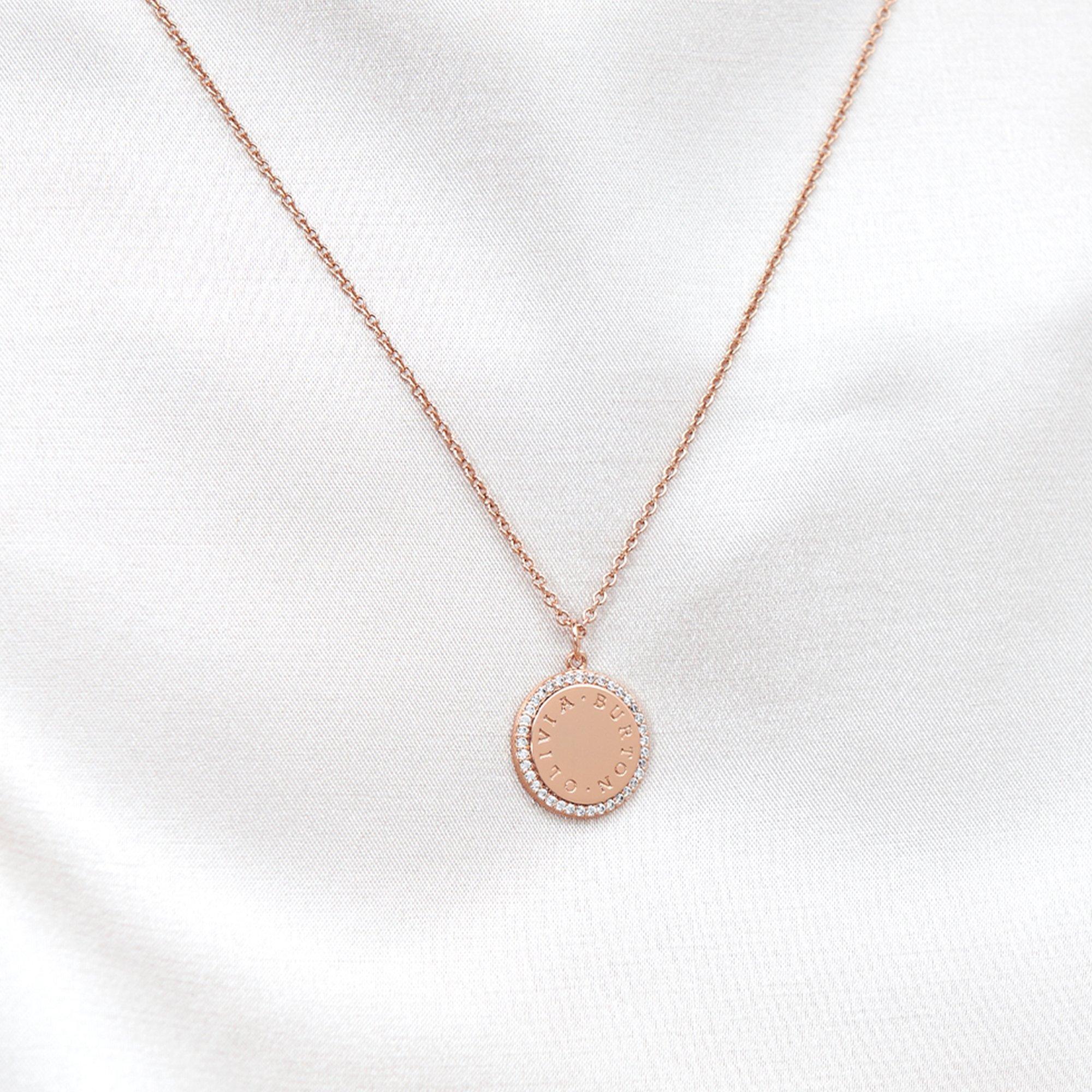 Olivia Burton Jewellery Bejewelled Classics Disc Rose Gold Necklace