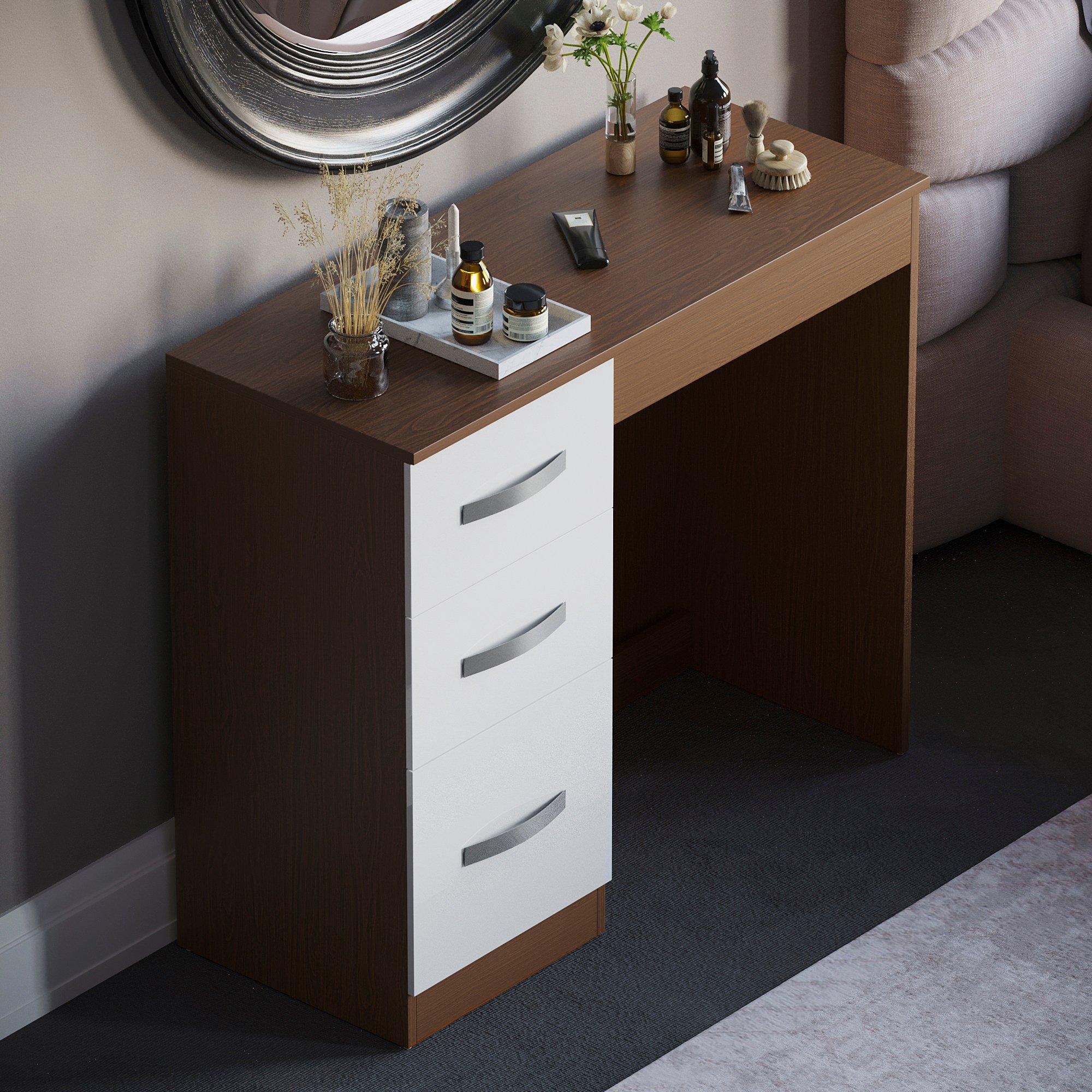 Walnut & White - Lassic - Vida Designs Hulio 3-Drawer Dressing Table - 8