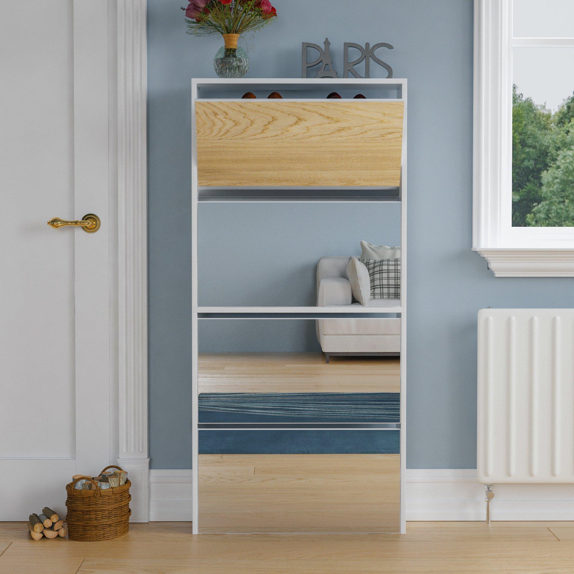 White - Lassic - Vida Designs Welham 4 Drawer Mirrored Shoe Cabinet - 3