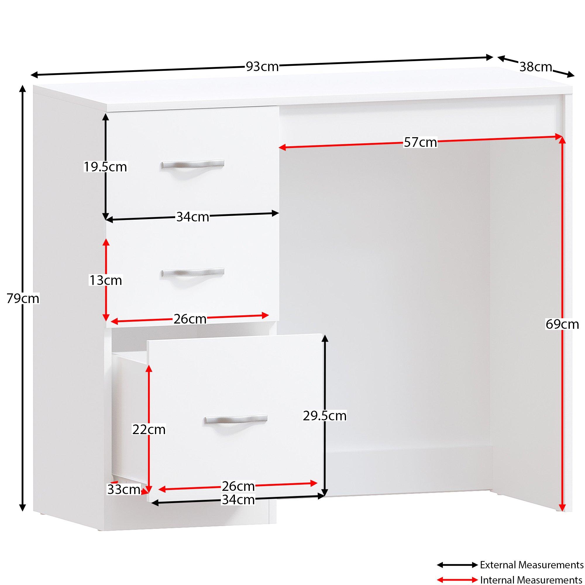 White - Lassic - Vida Designs Riano 3 Drawer Dressing Table - 2