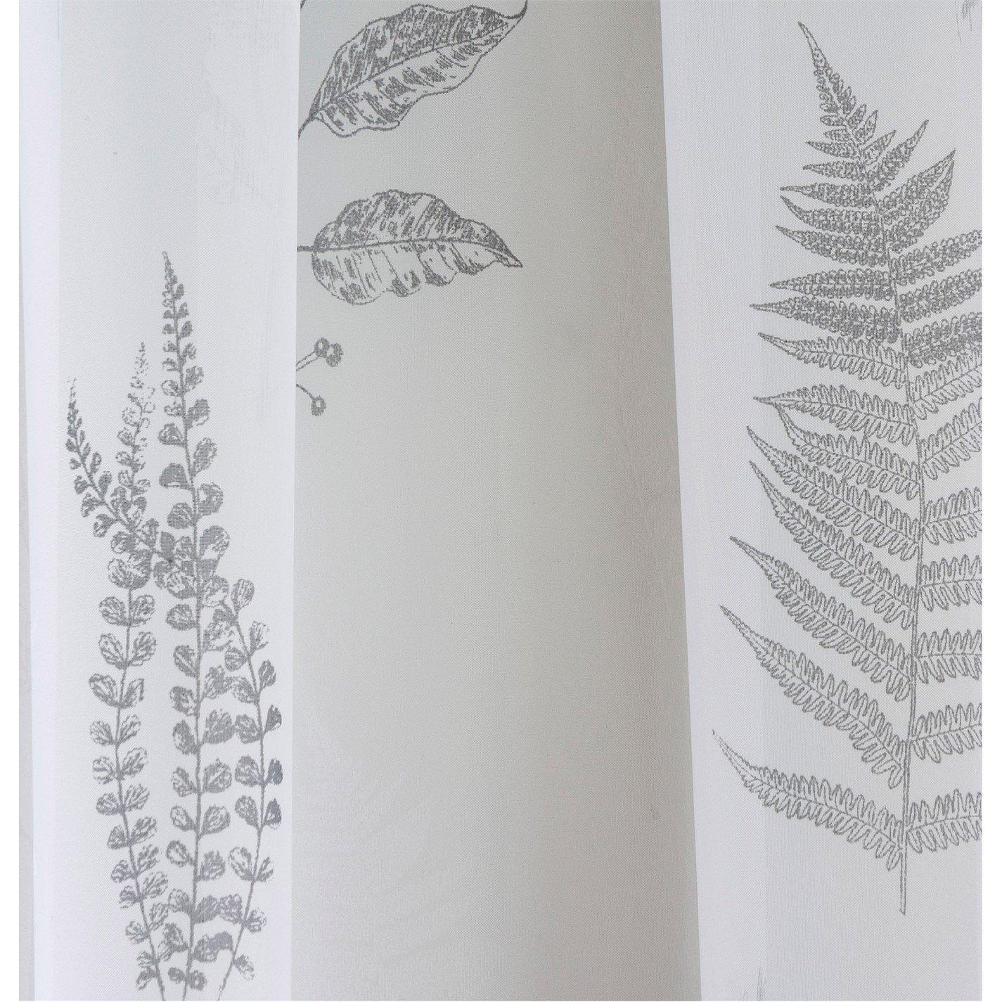 Grey - Tyrone Textiles - Bracken All Over Leaf Voile Panel - Pair - 2