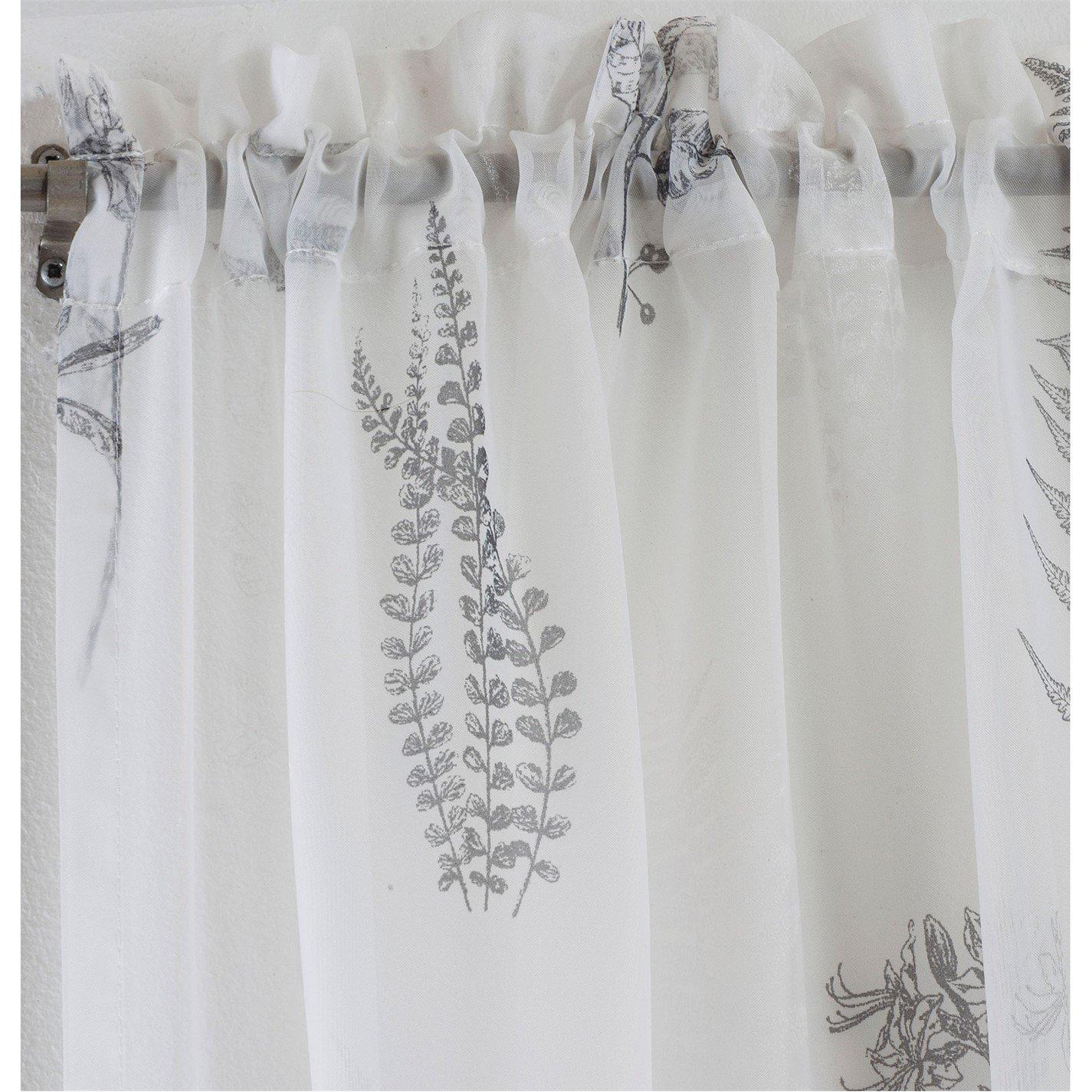 Grey - Tyrone Textiles - Bracken All Over Leaf Voile Panel - Pair - 3