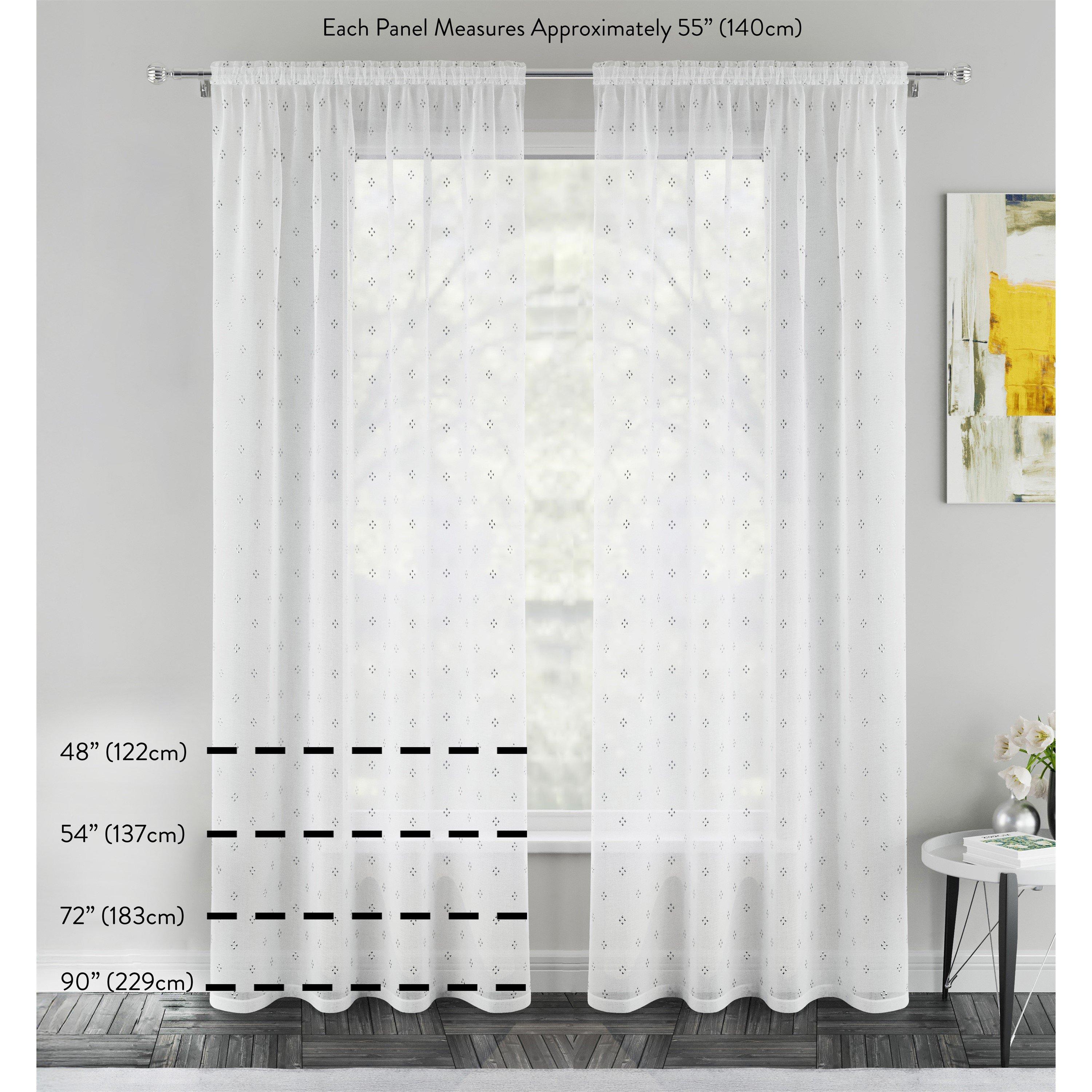 Grey - Tyrone Textiles - Bracken All Over Leaf Voile Panel - Pair - 4