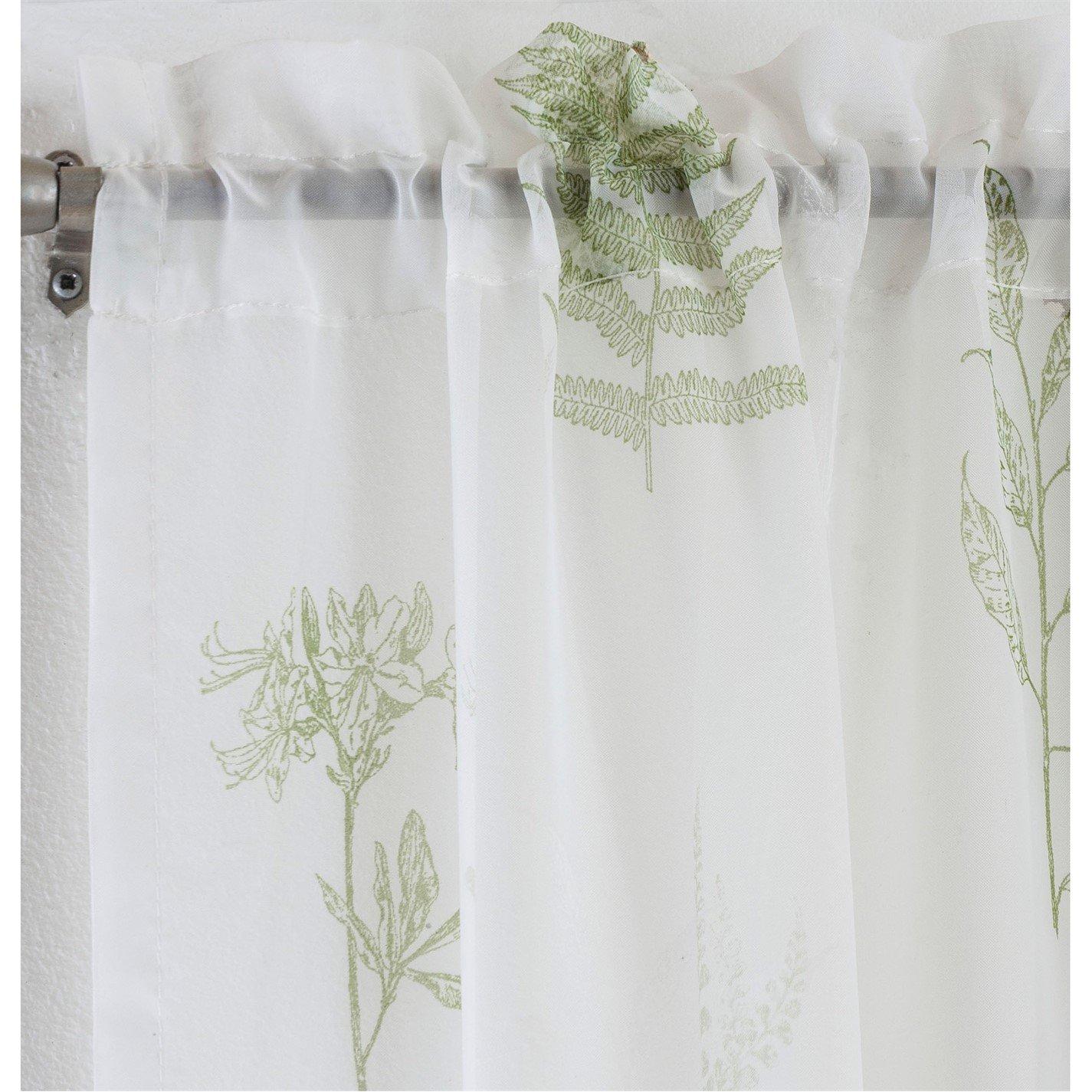 Green - Enhanced Living - Bracken All Over Leaf Voile Panel - Pair - 3