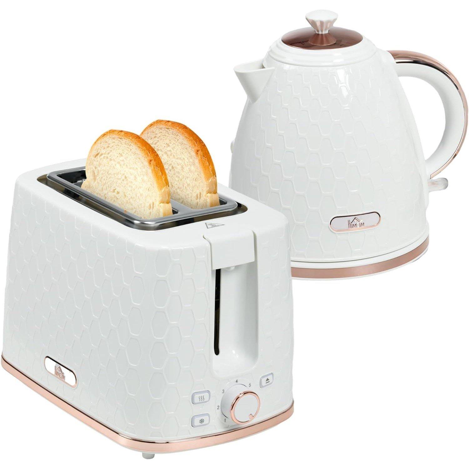 White - HOMCOM - Kettle and 2 Slice Toaster Set - 1