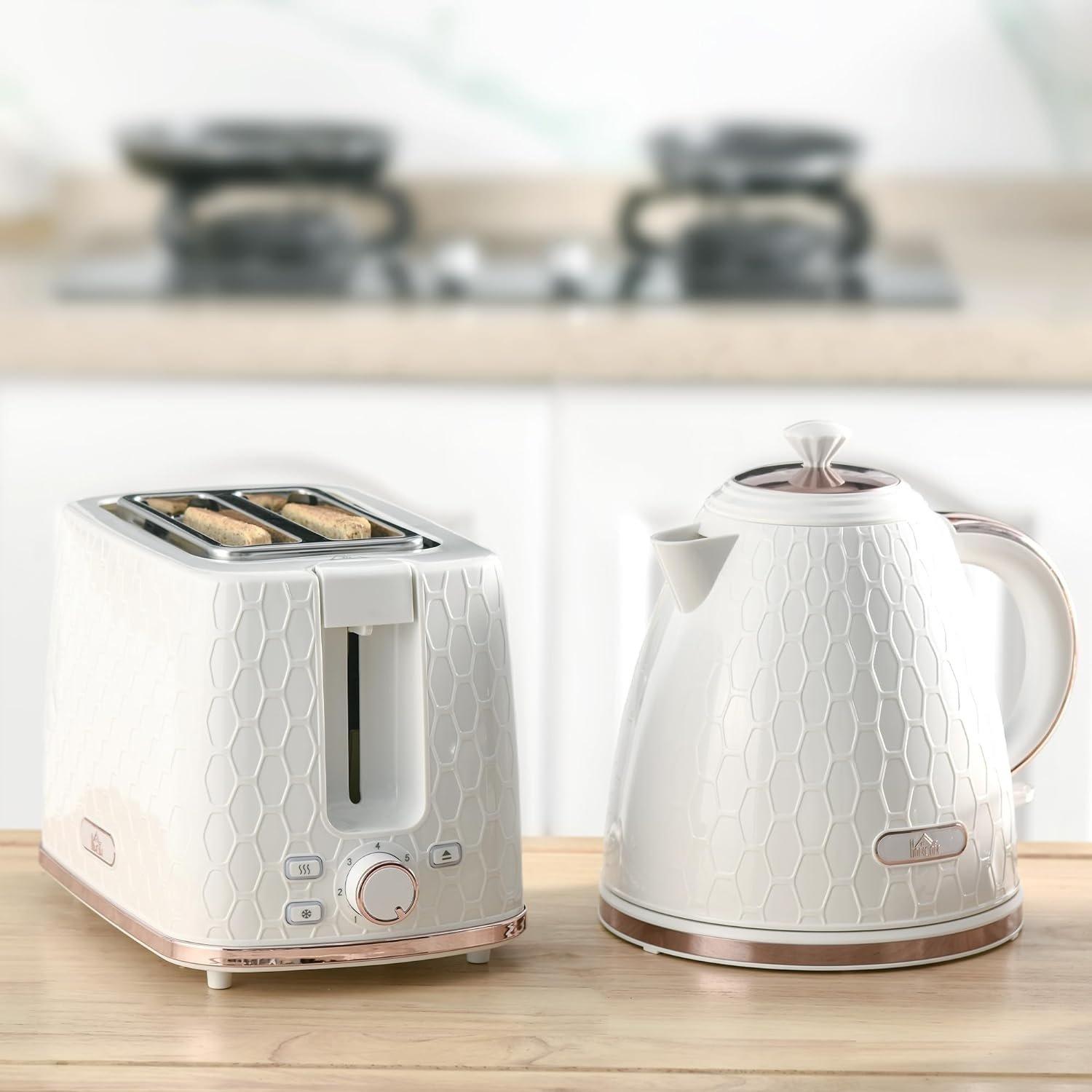 White - HOMCOM - Kettle and 2 Slice Toaster Set - 2