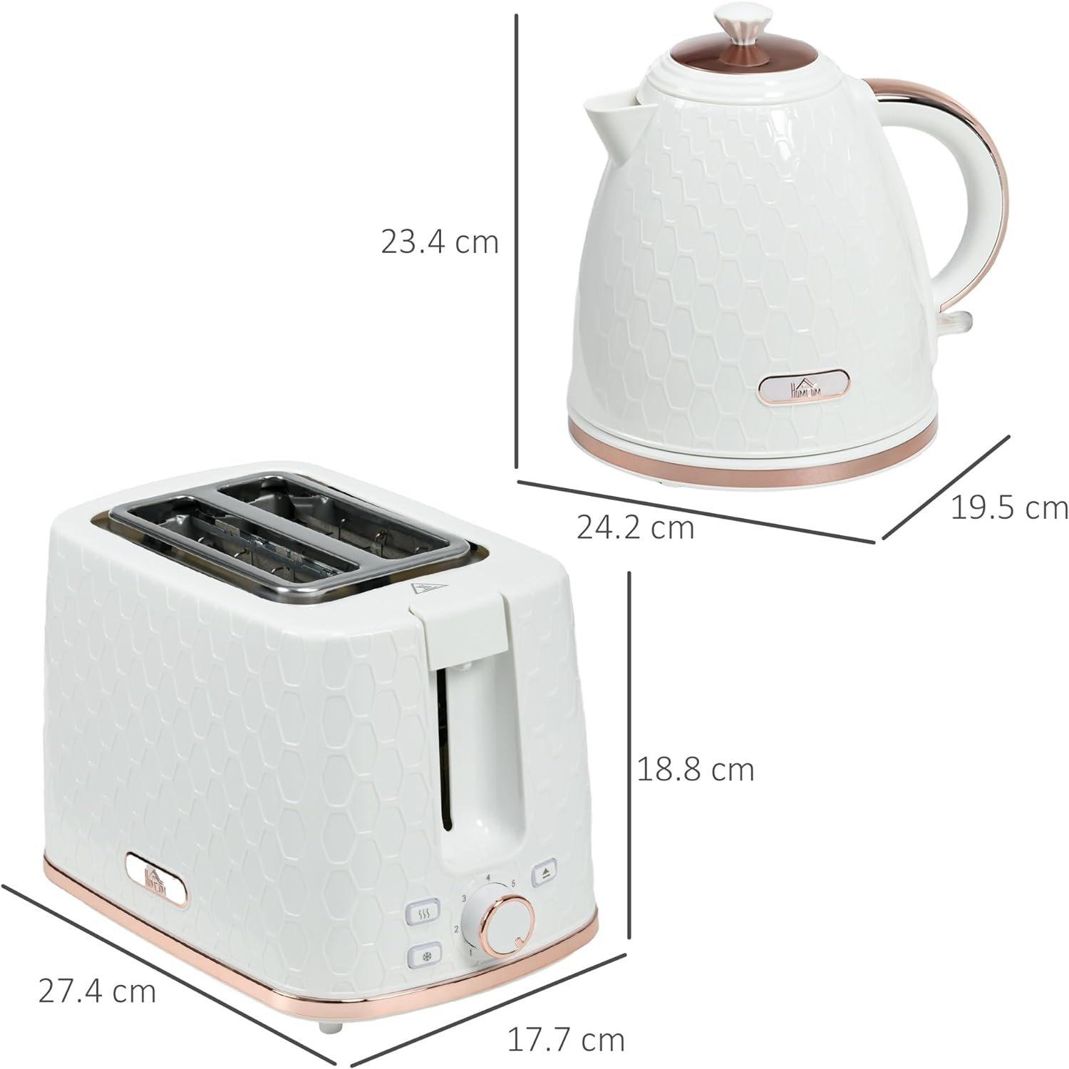 White - HOMCOM - Kettle and 2 Slice Toaster Set - 3