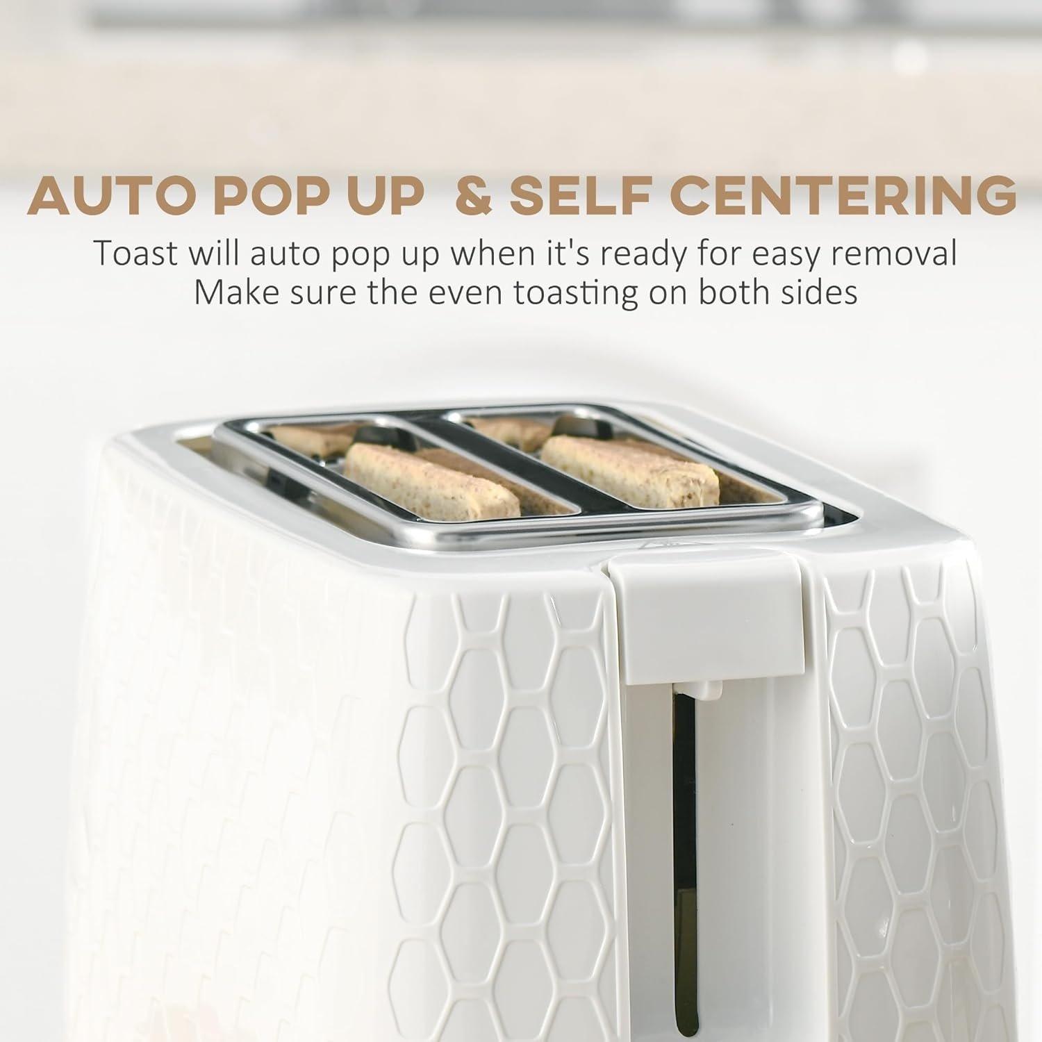 White - HOMCOM - Kettle and 2 Slice Toaster Set - 6