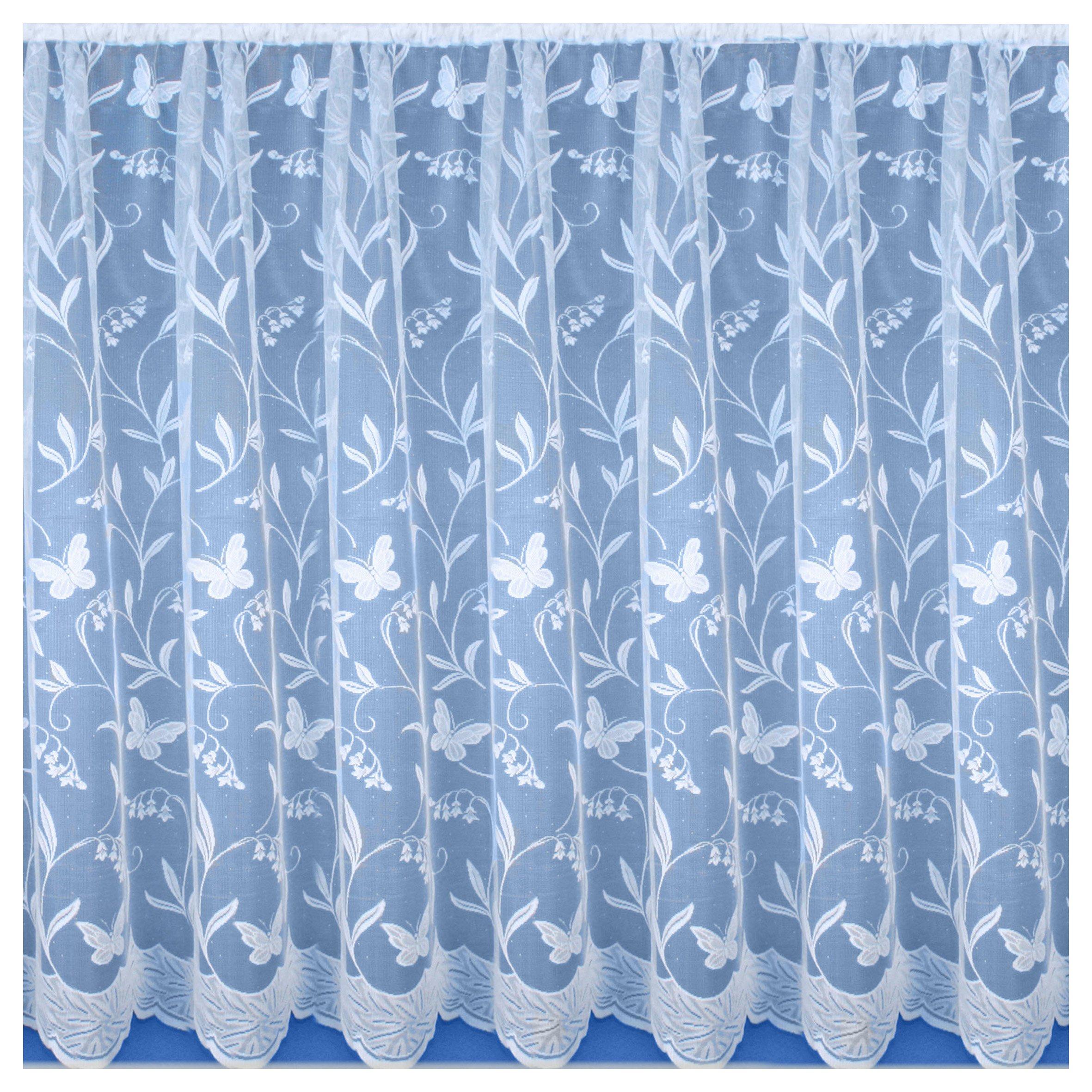 Tyrone Textiles  Hawaii Floral Butterfly Net Panel Curtain - White - 200x101cm