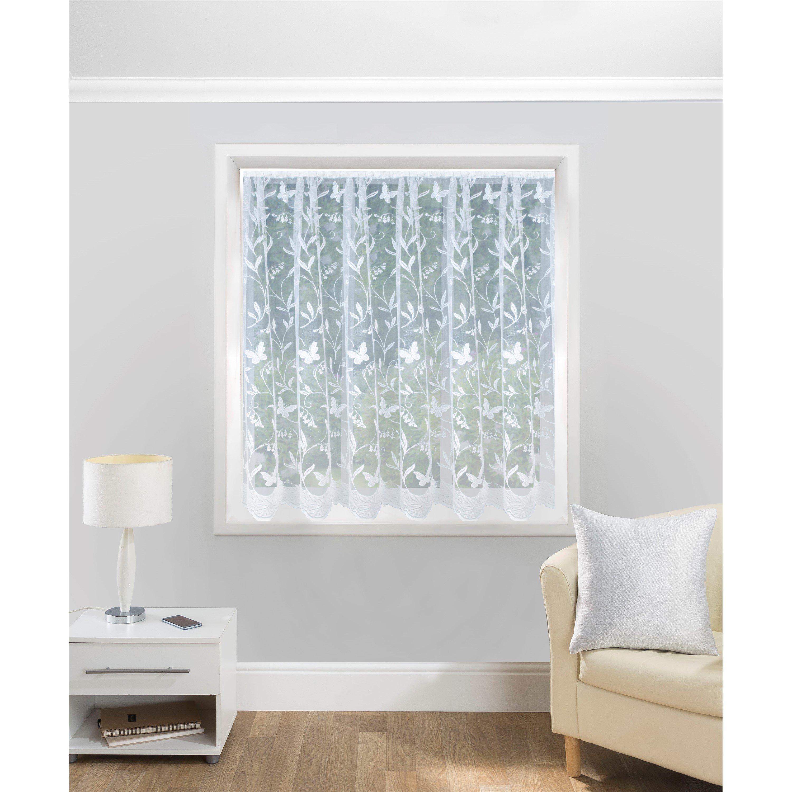 White - Tyrone Textiles - Hawaii Floral Butterfly Net Panel Curtain - 2