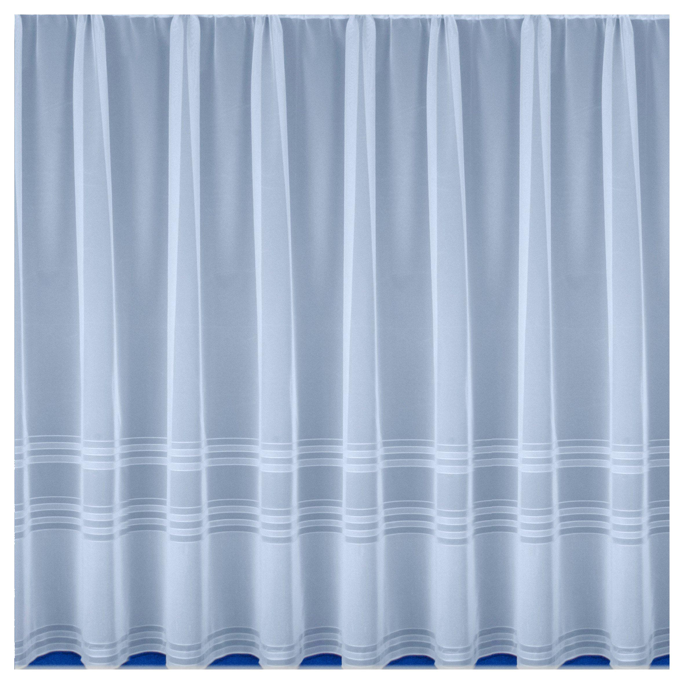White - Tyrone Textiles - Hudson Stripe Lace Net Curtain Panel - 1