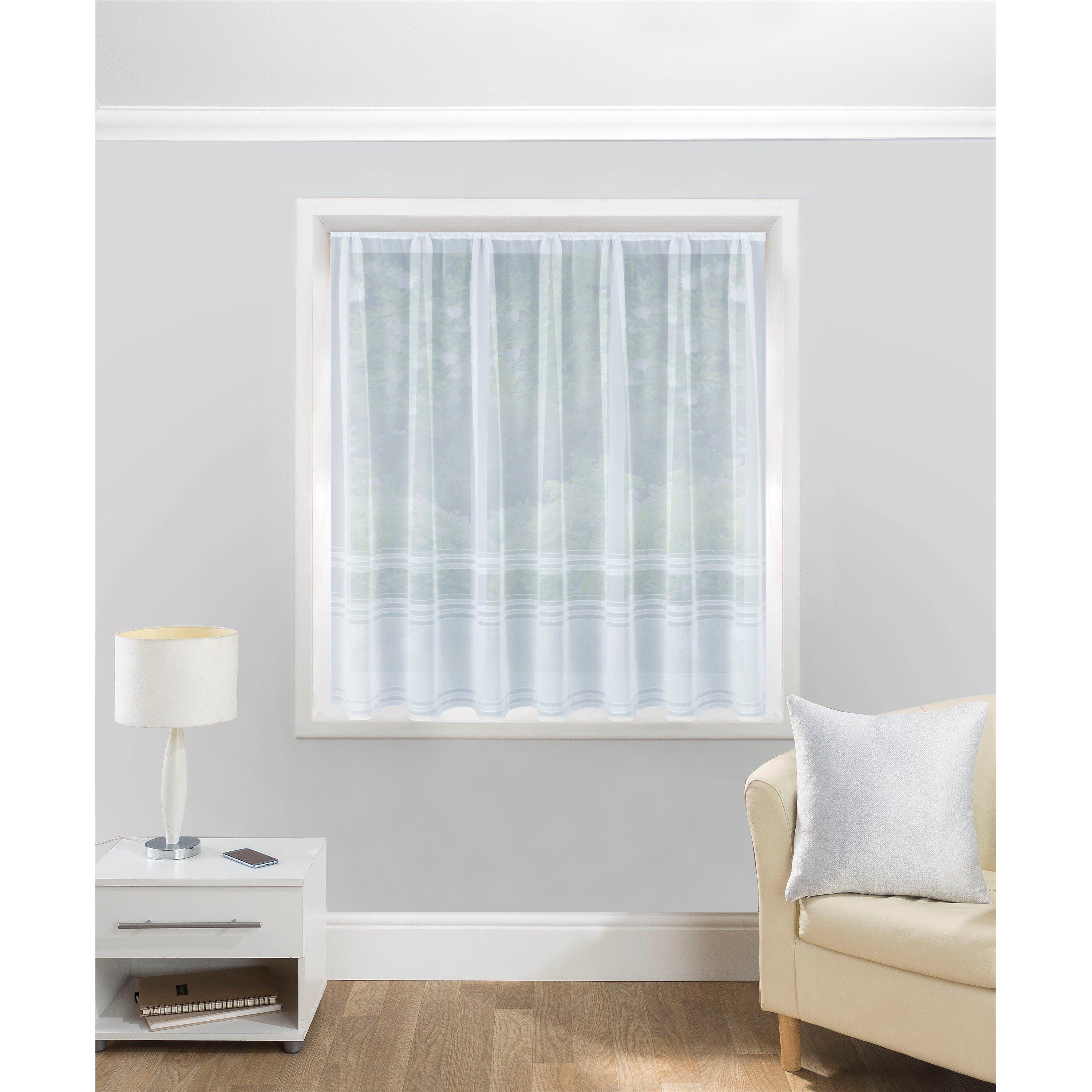 White - Tyrone Textiles - Hudson Stripe Lace Net Curtain Panel - 2