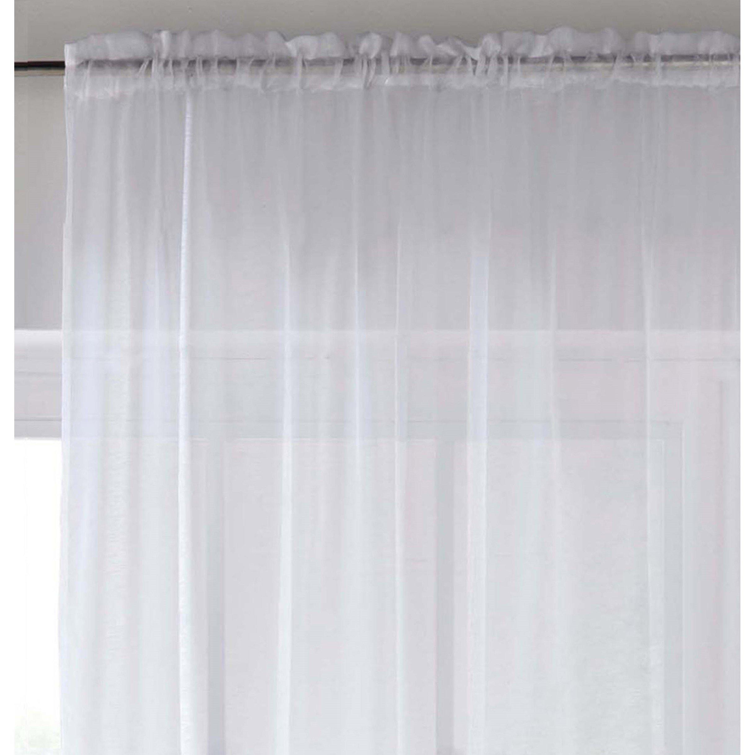 White - Enhanced Living - 2 Plain Sheer Voile Panels with Rod Pocket (Pair) - 2
