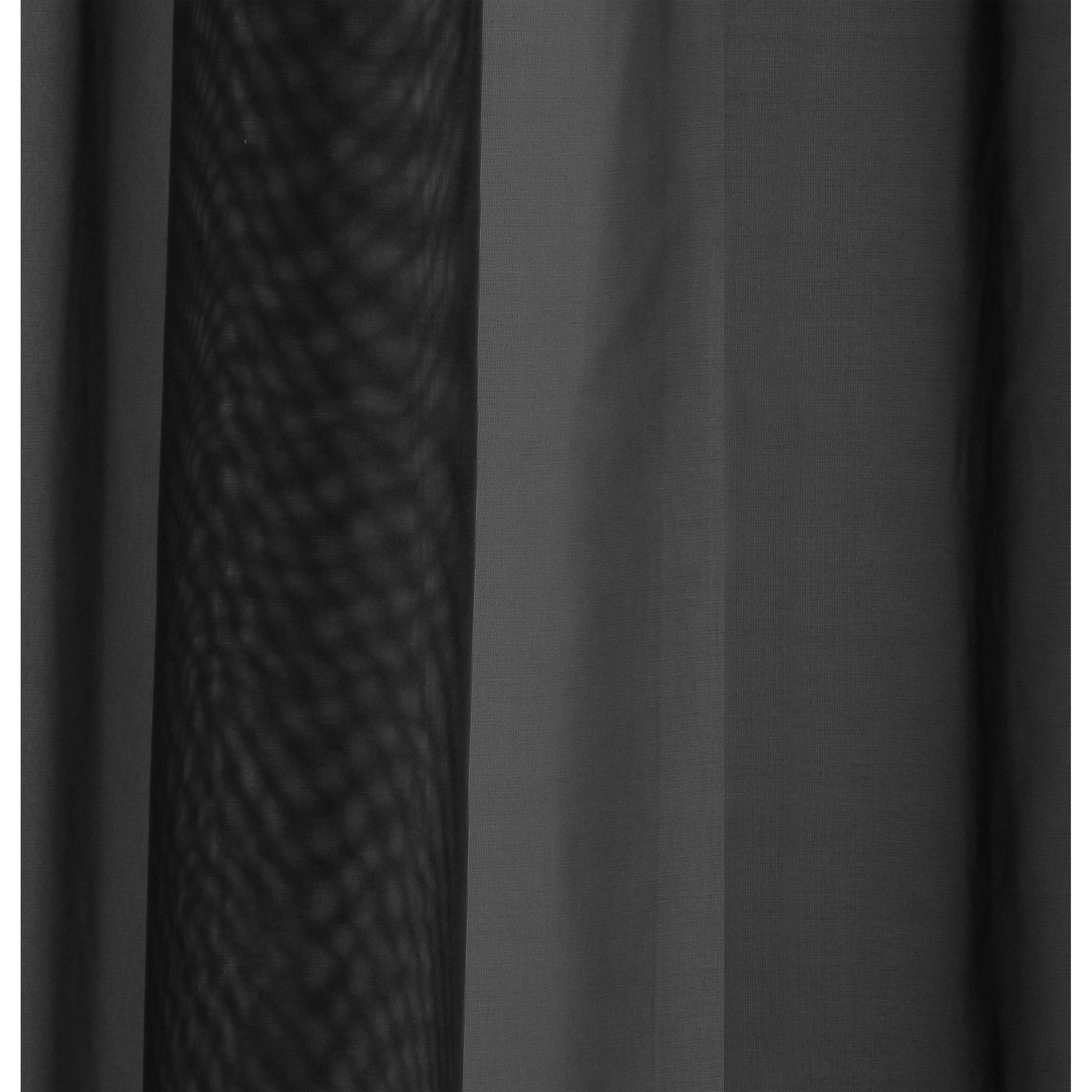 Black - Tyrone Textiles - 2 Plain Sheer Voile Panels with Rod Pocket (Pair) - 3