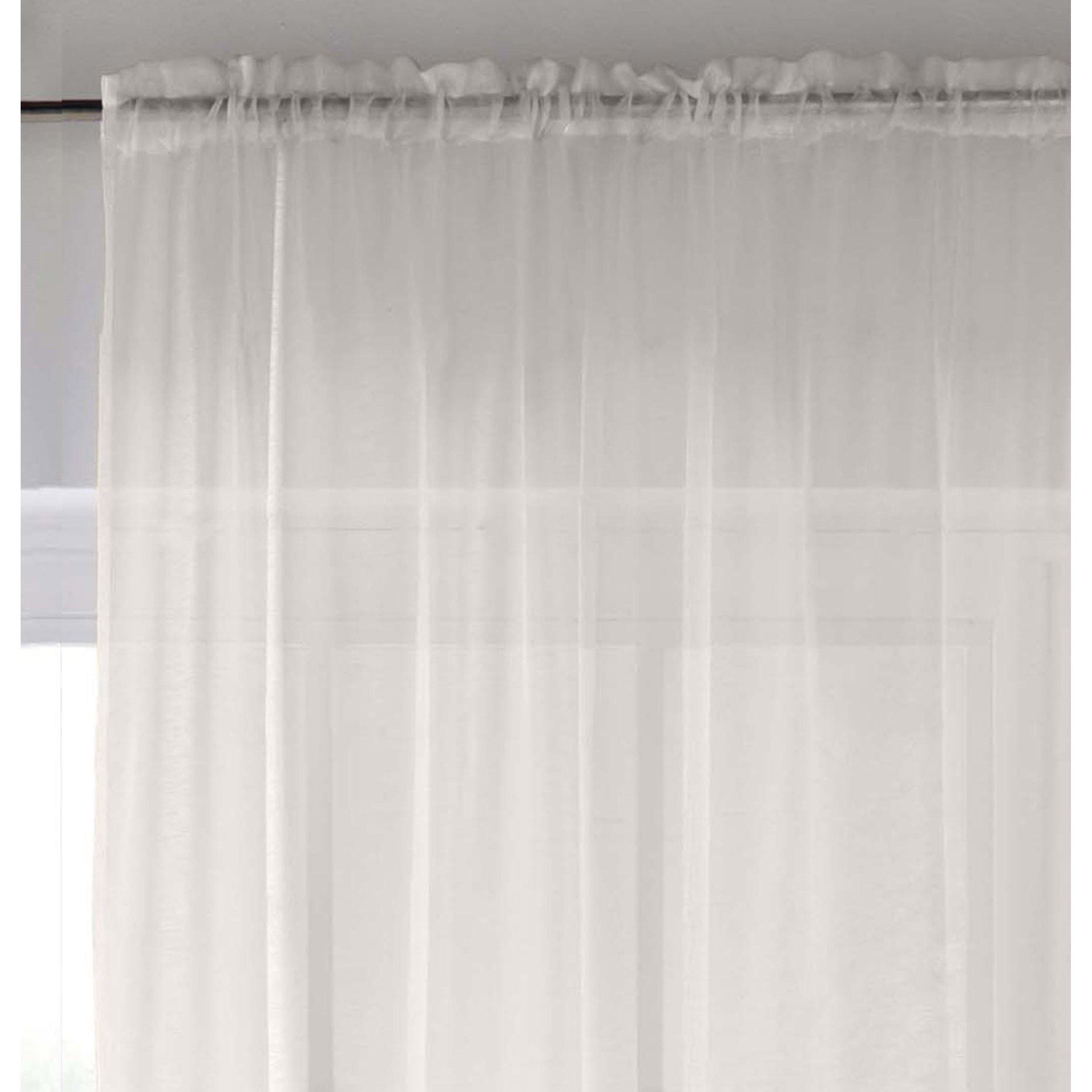 Cream - Enhanced Living - 2 Plain Sheer Voile Panels with Rod Pocket (Pair) - 2